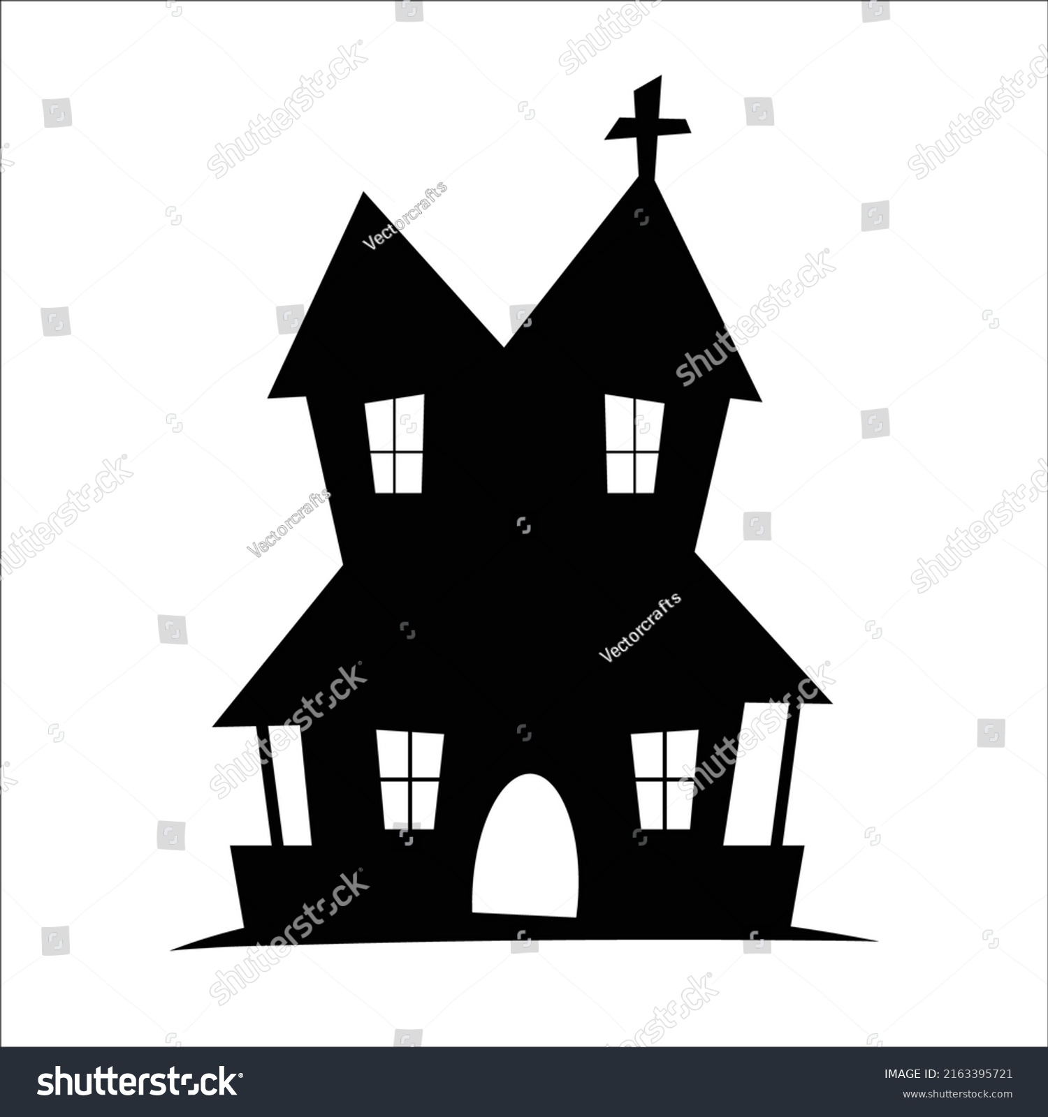 Halloween House Silhouette Design Template Vector Stock Vector (Royalty ...