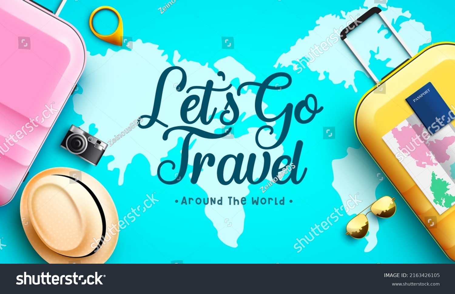 Travel International Vector Background Design Lets Stock Vector ...