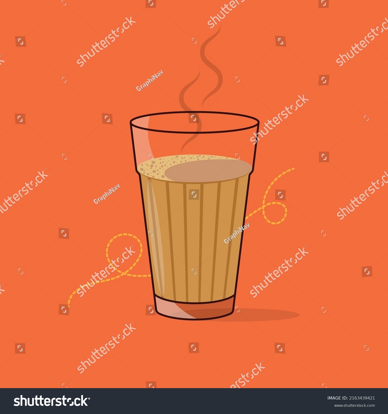 Indian Style Tea Glass Chai Flat Stock Vector (Royalty Free) 2163439421 ...