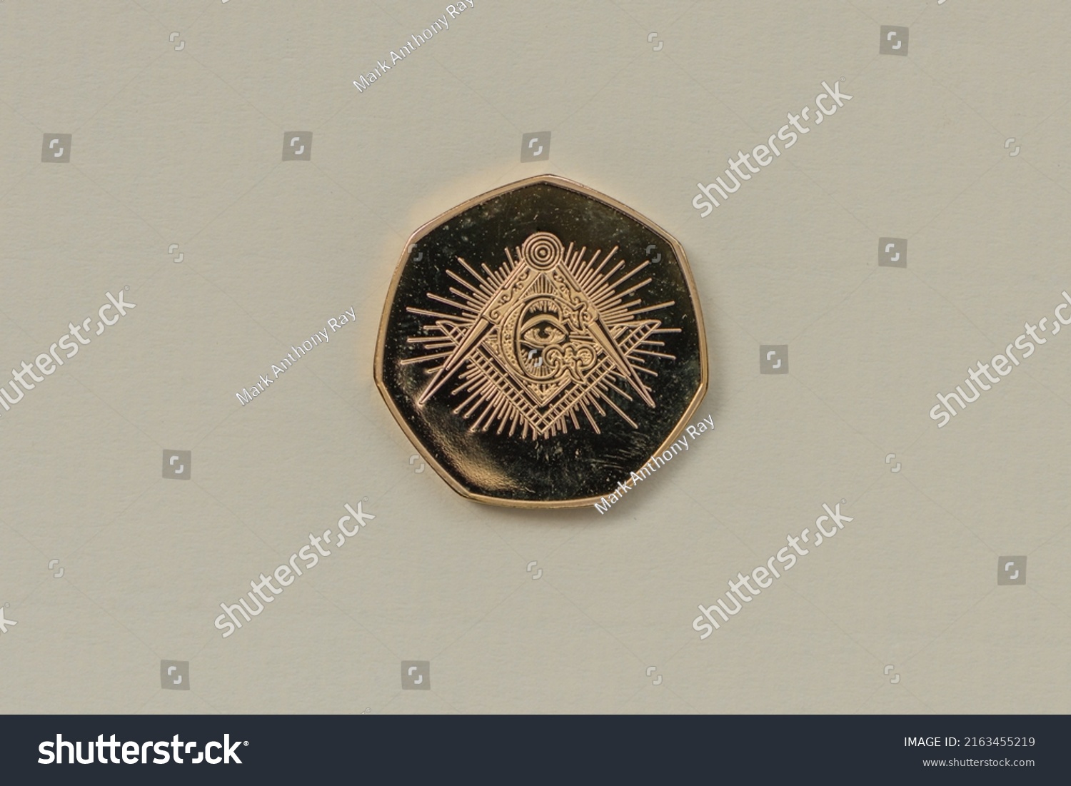 Gold Masonic Coin Showing All Seeing Stock Photo 2163455219 | Shutterstock