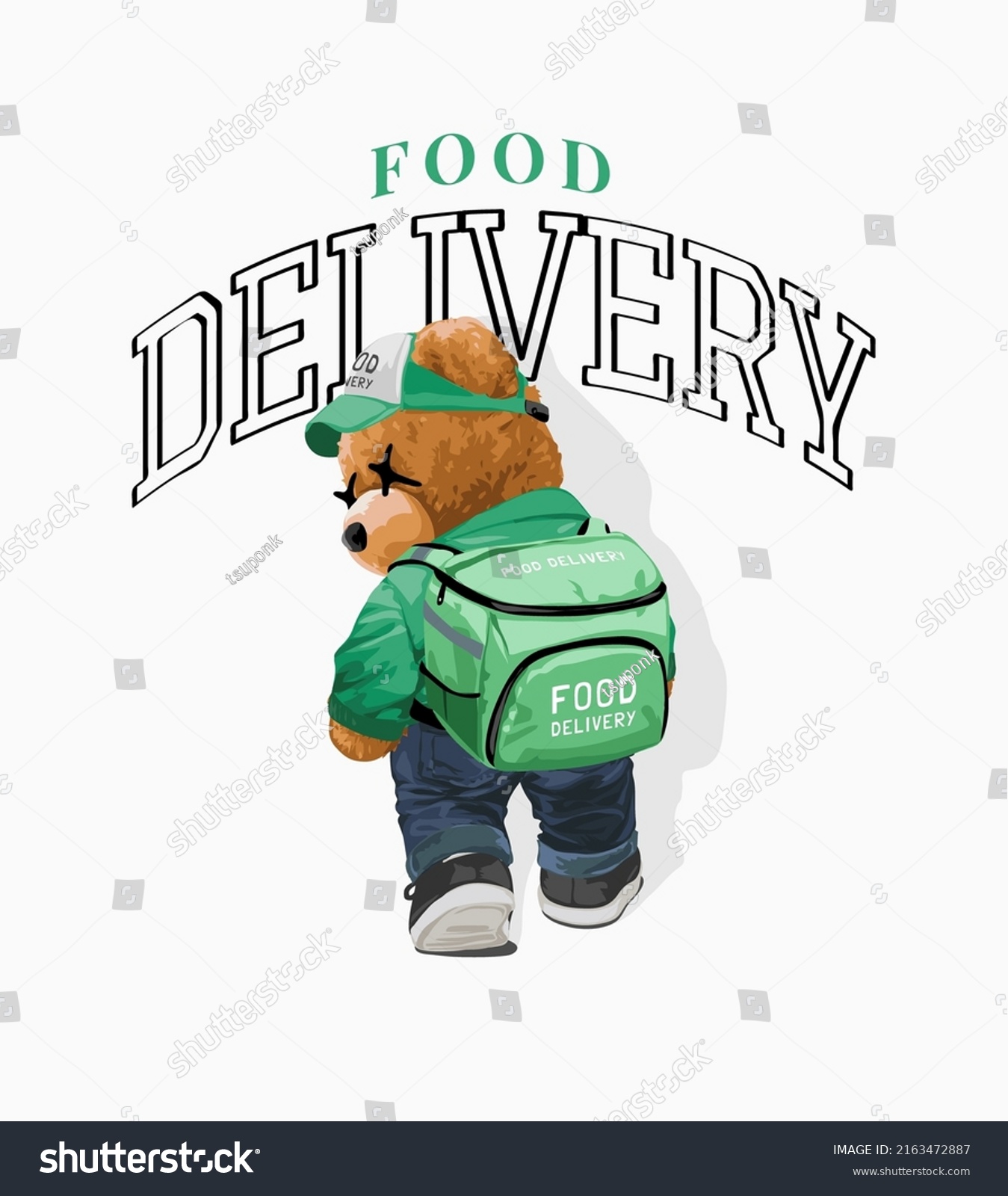 Food Delivery Slogan Bear Doll Food Stock Vector Royalty Free food-delivery-slogan-bear-doll-food-stock-vector-royalty-free