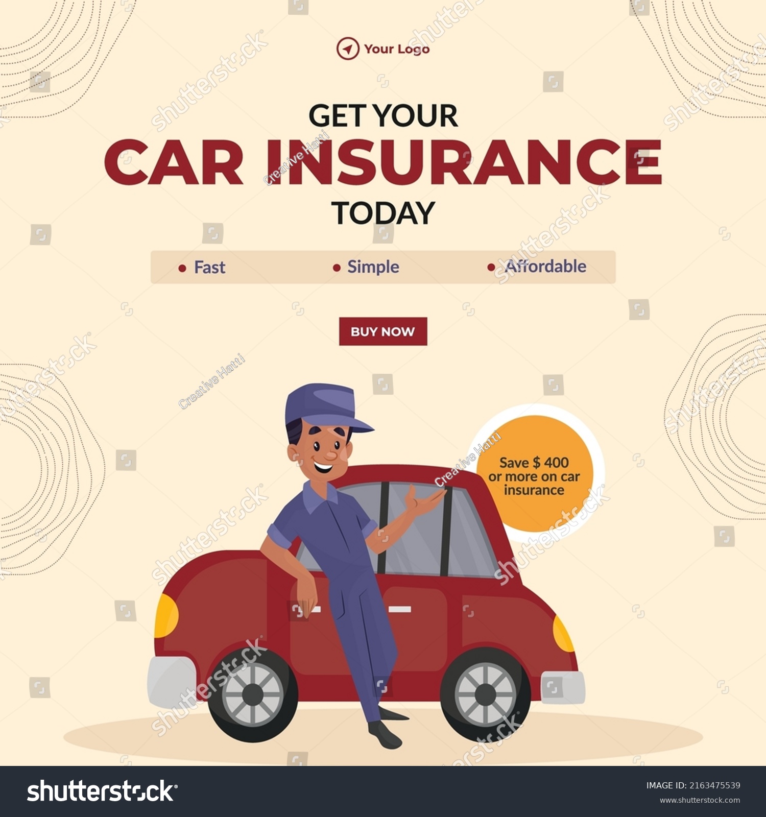 Car Insurance Today Banner Design Template Stock Vector (Royalty Free ...