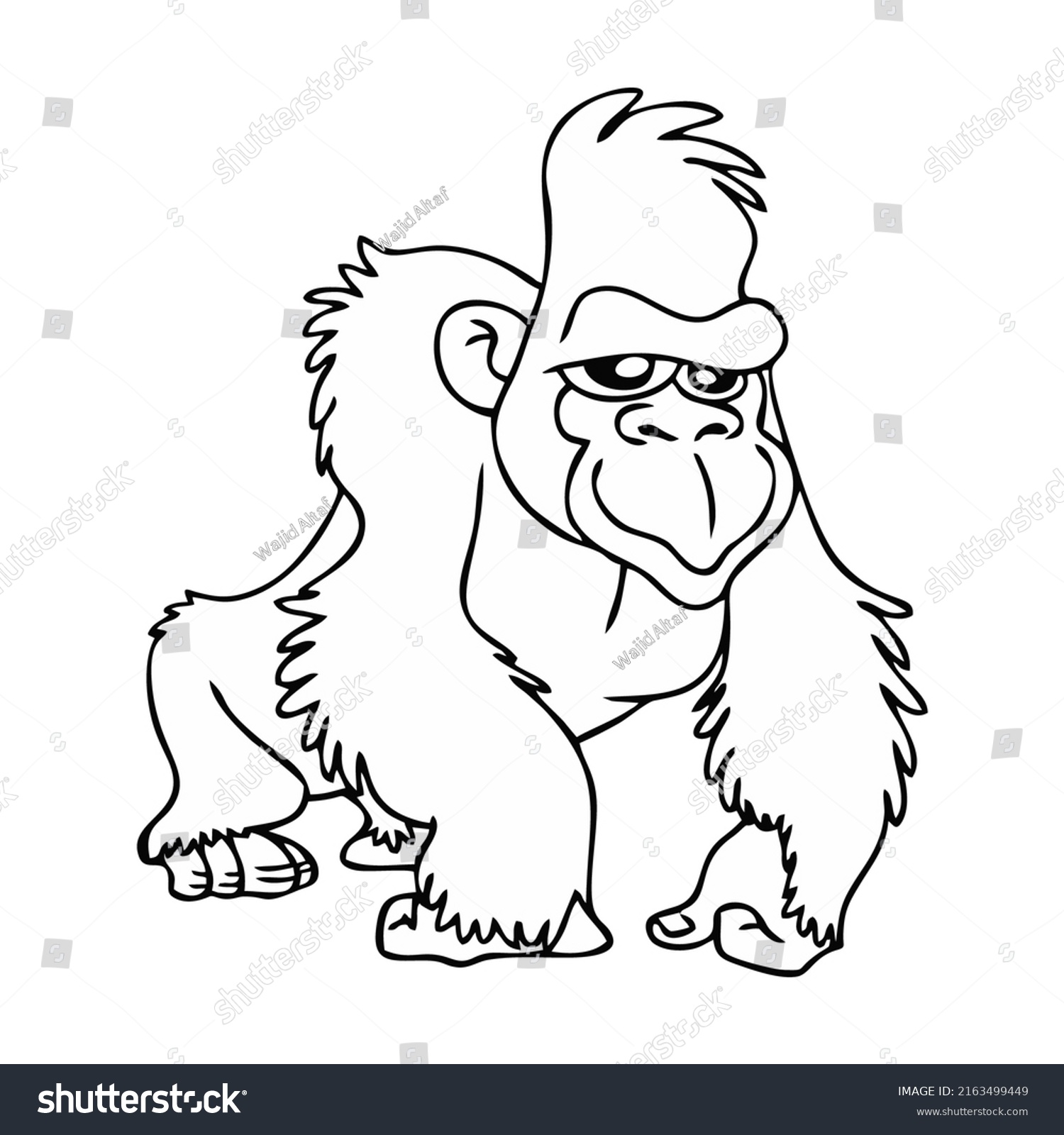 Gorilla Coloring Page In Line Drawing Illustration Ou - vrogue.co