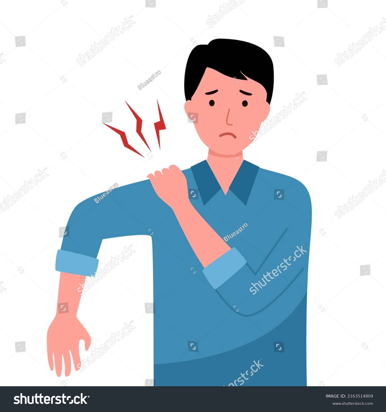 Man Shoulder Pain Symptom Flat Design Stock Vector (Royalty Free ...