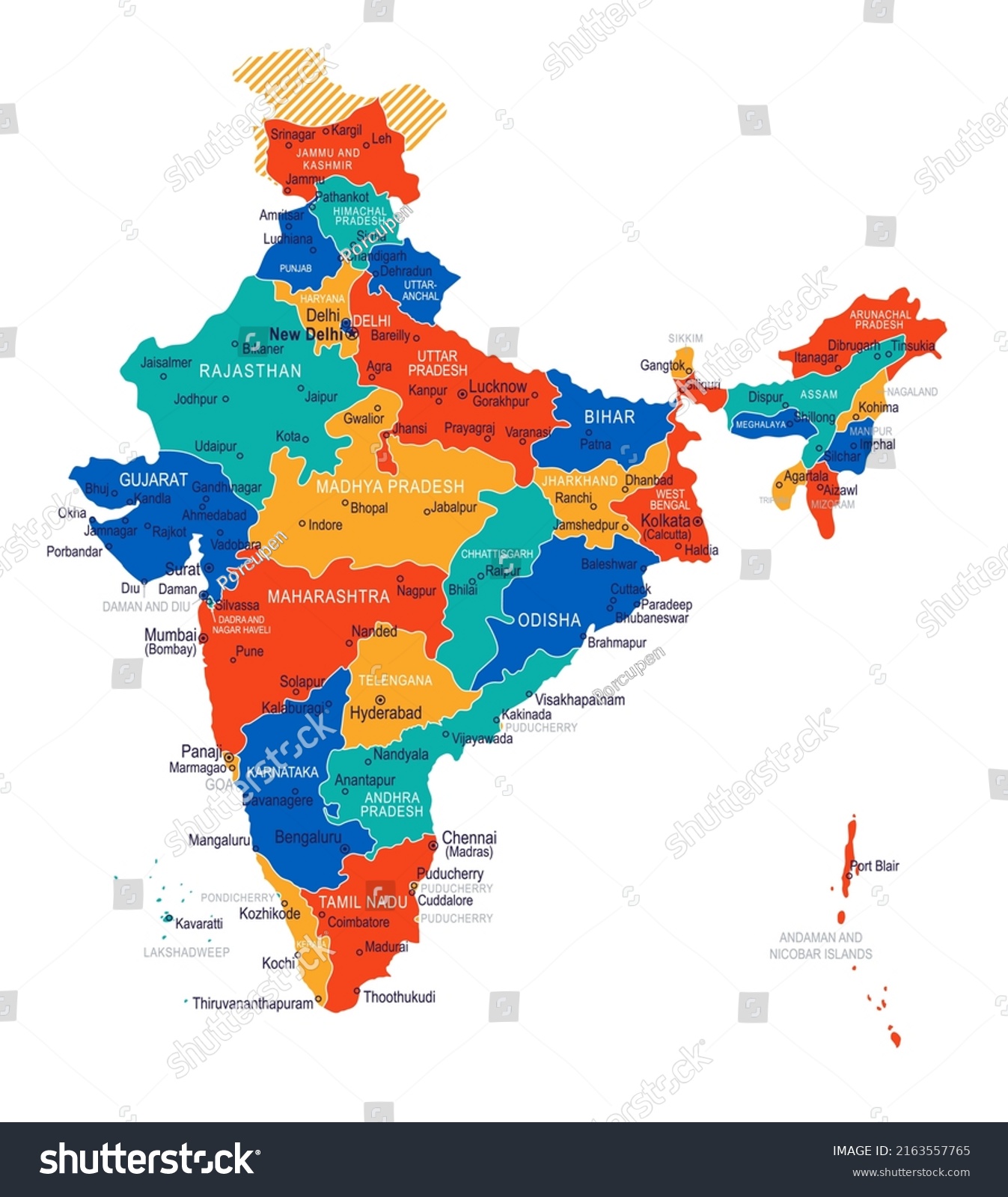 Map India Highly Detailed Vector Illustration Stock Vector (Royalty ...