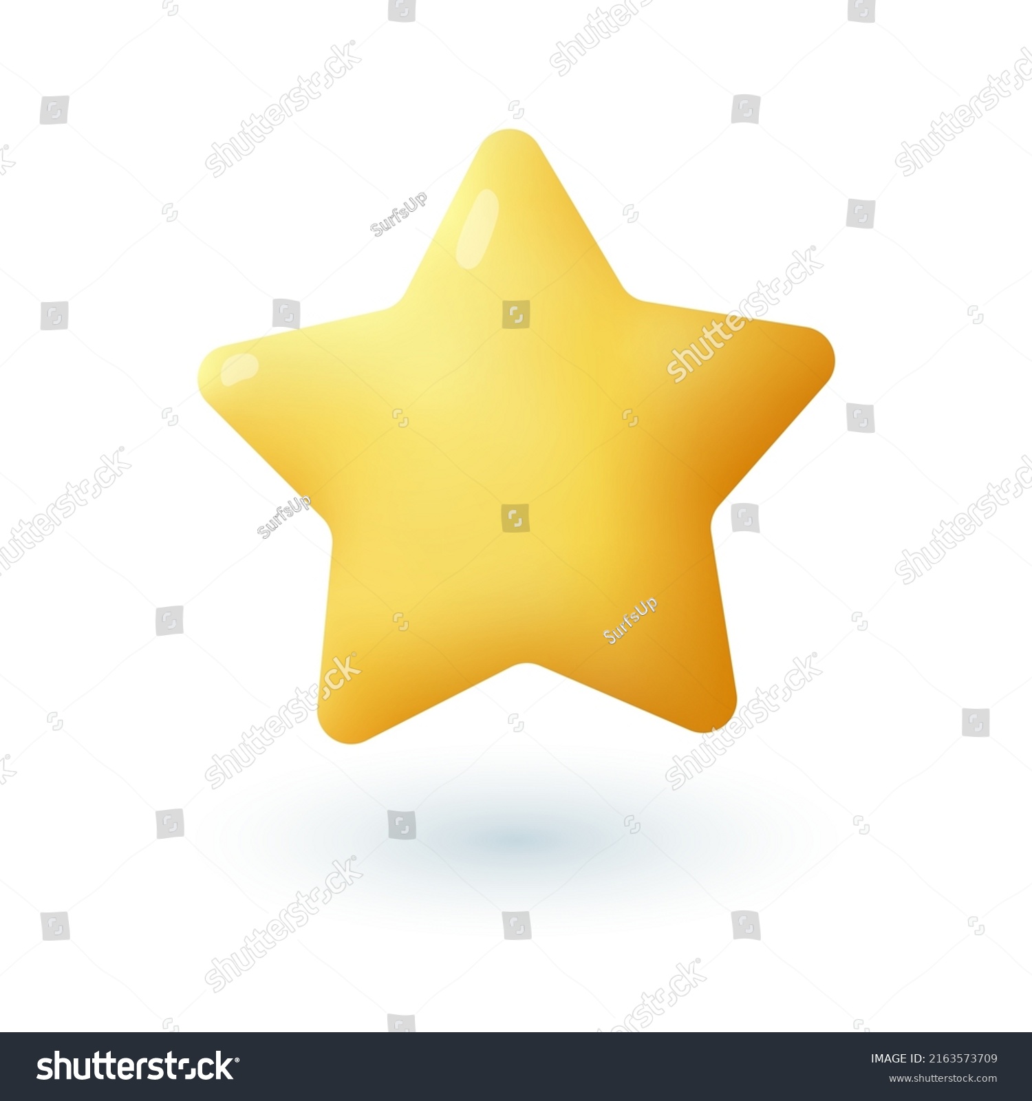 Gold Comic Star 3d Icon Shiny Stock Vector (royalty Free) 2163573709 