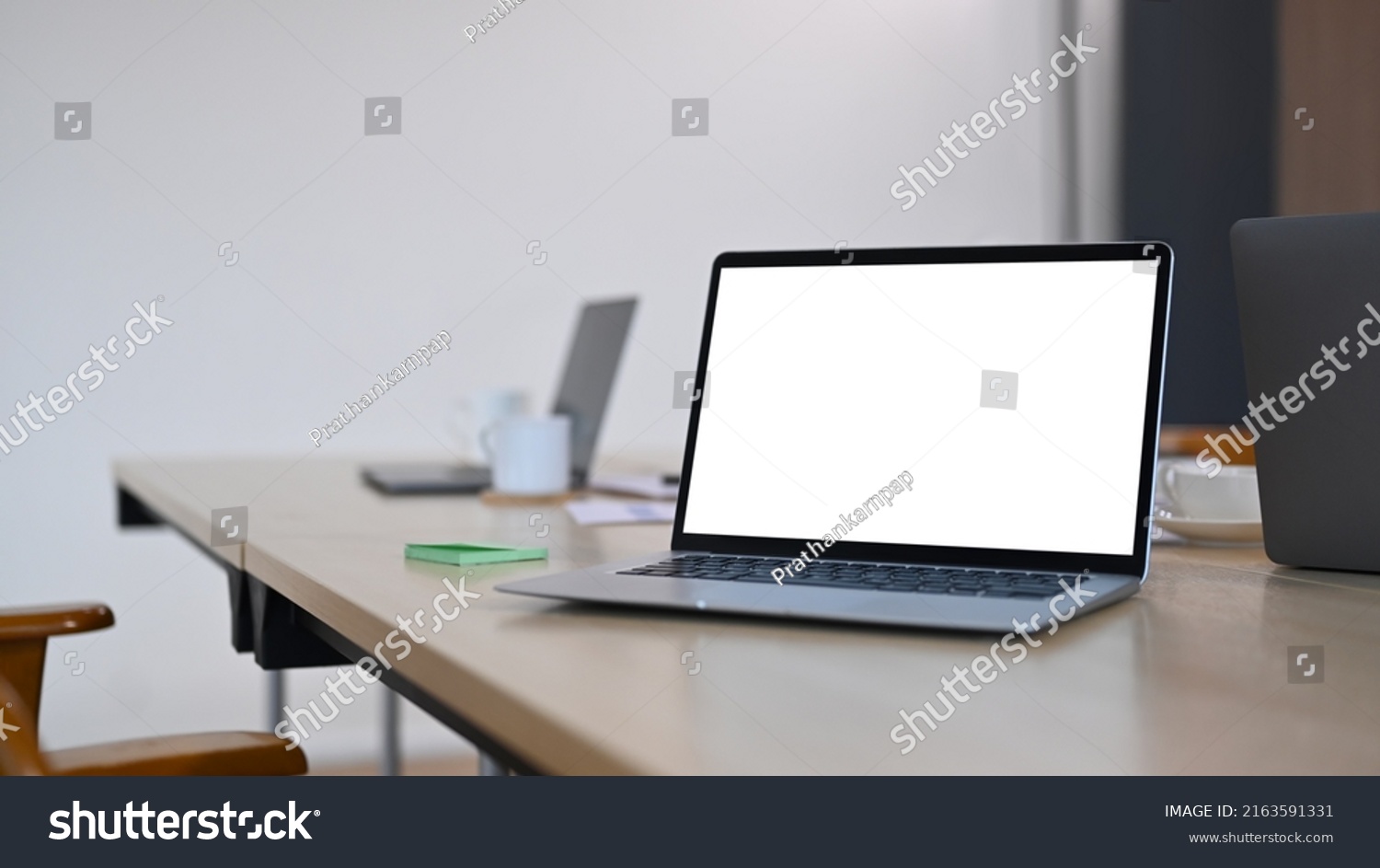 Laptop Computer Coffee Cup Documents Modern Stock Photo 2163591331 ...