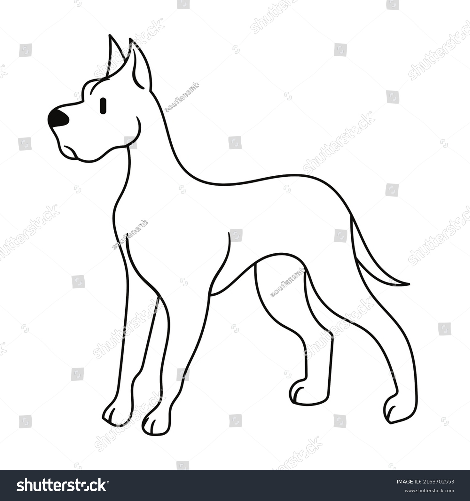 Black White Animal Dog Coloring Page Stock Illustration 2163702553 ...