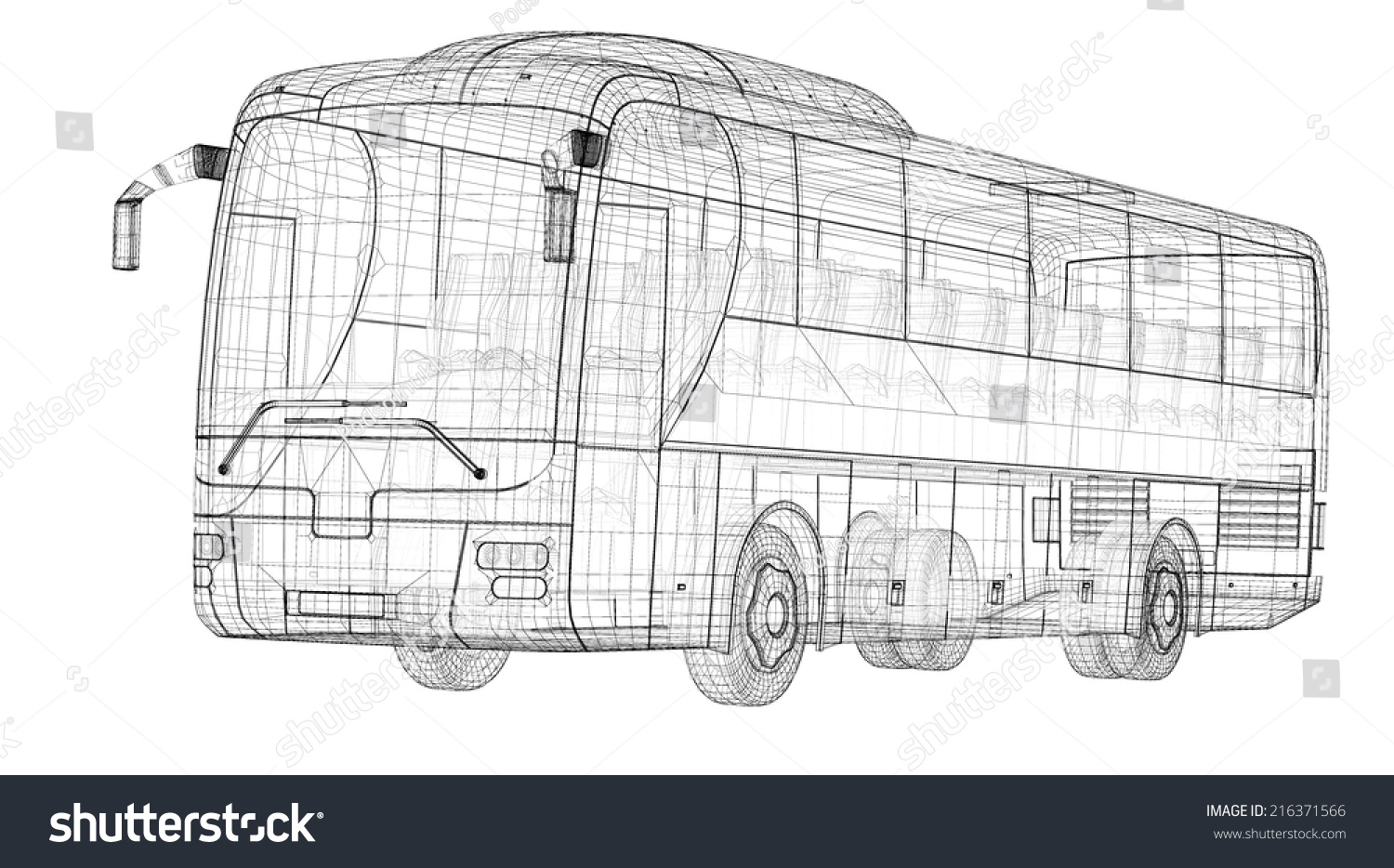 Bus Autobus Model Body Structure Wire Stock Illustration 216371566 