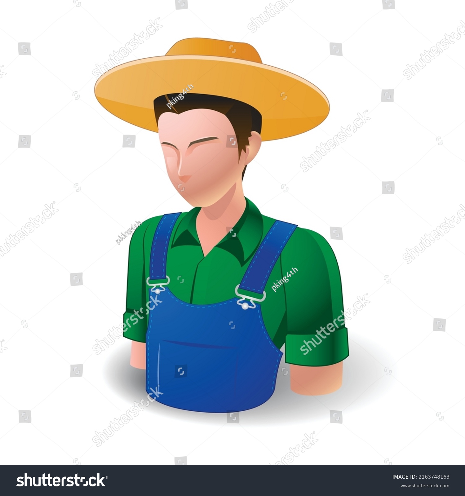 Farmer Man People Icon White Background Stock Vector (Royalty Free ...