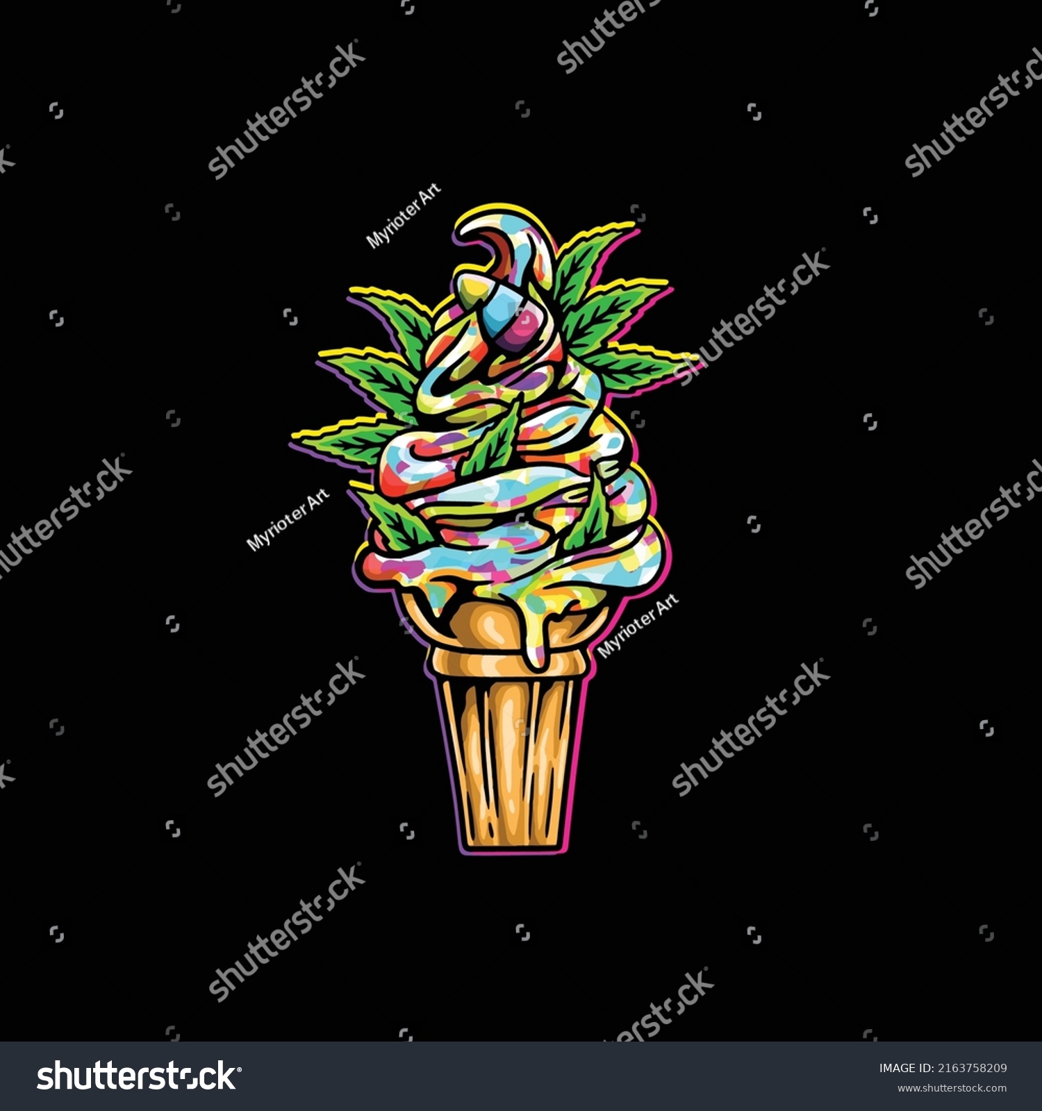 Gelato Rainbow Weed Flower Ice Cream Stock Vector (Royalty Free ...