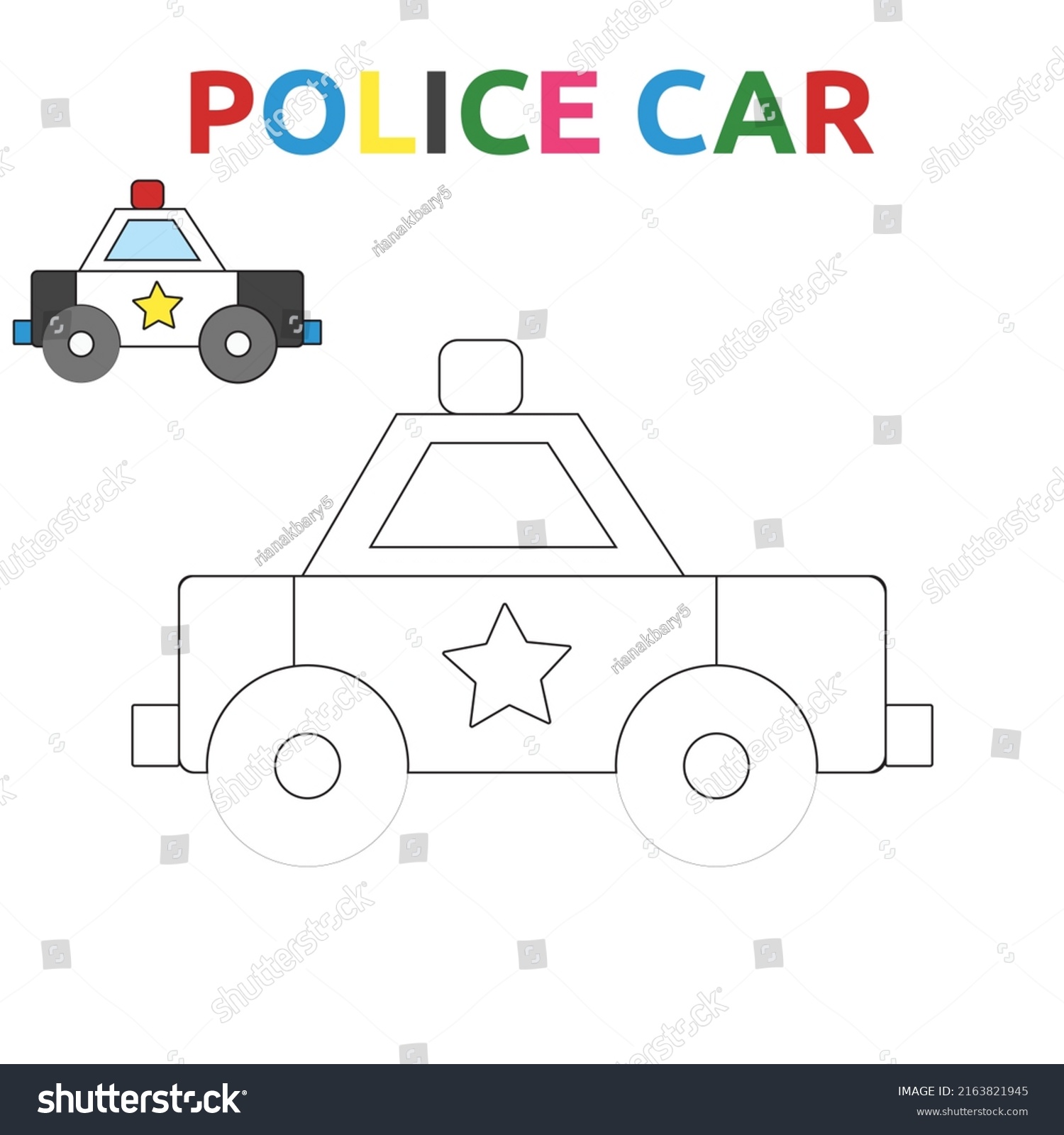 Police Car Coloring Page Illustration Coloring Stock Vector (Royalty ...