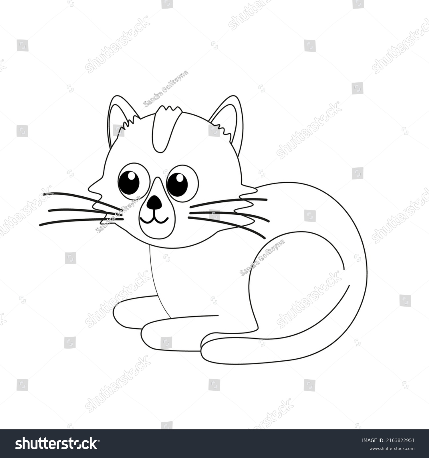 Kitty Coloring Page Black White Cat Stock Vector (Royalty Free ...