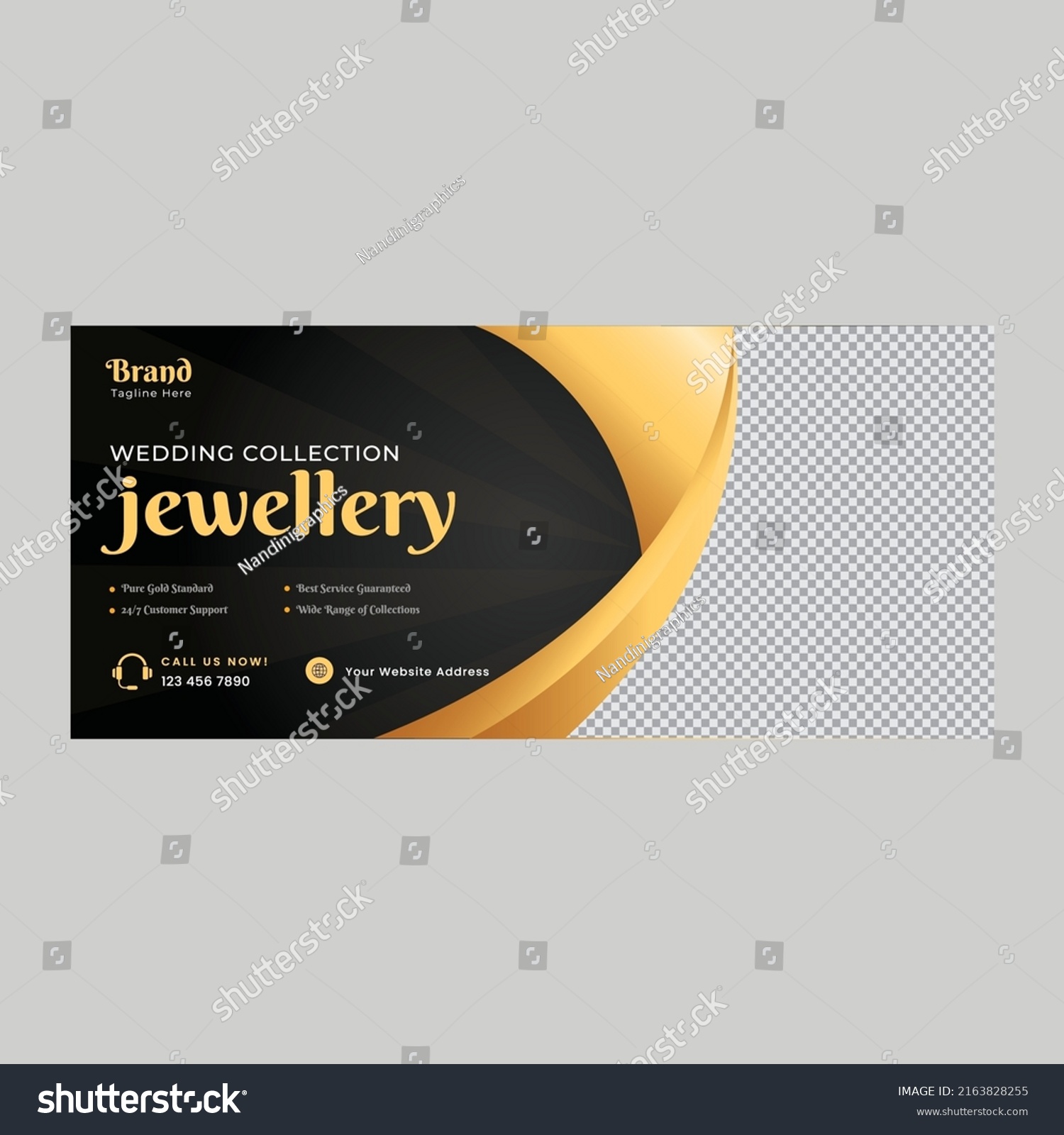 Jewelry Business Cover Banner Design Template Stock Vector (Royalty