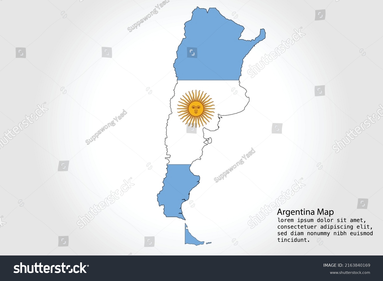 Argentina Map Stripes Vector Illustration Color Stock Vector (Royalty ...