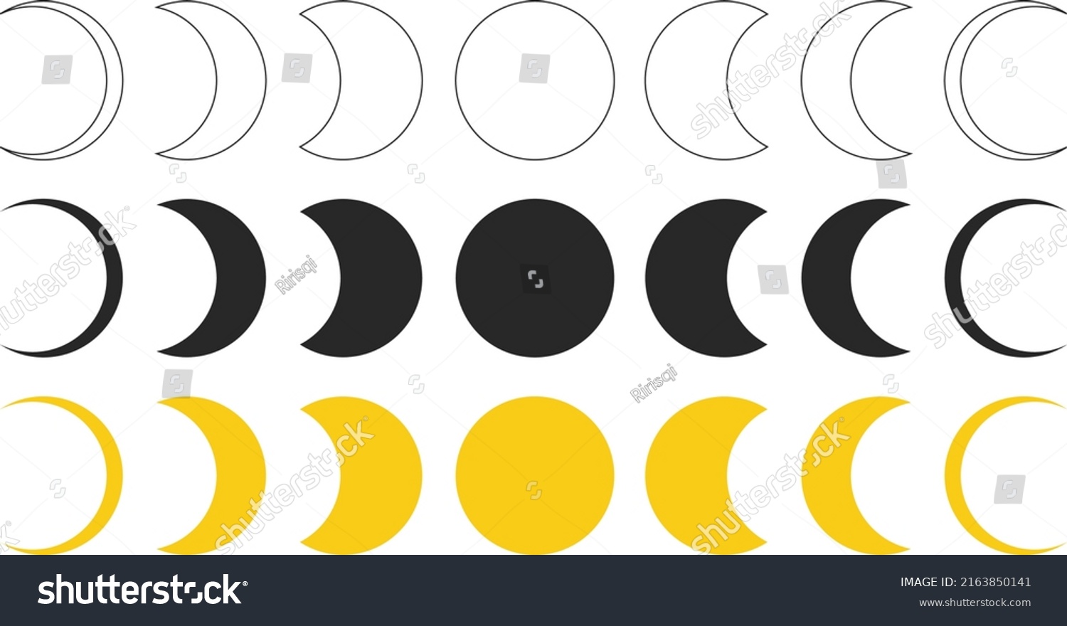 Illustration Moon Phases Line Art Moon Stock Vector (Royalty Free ...