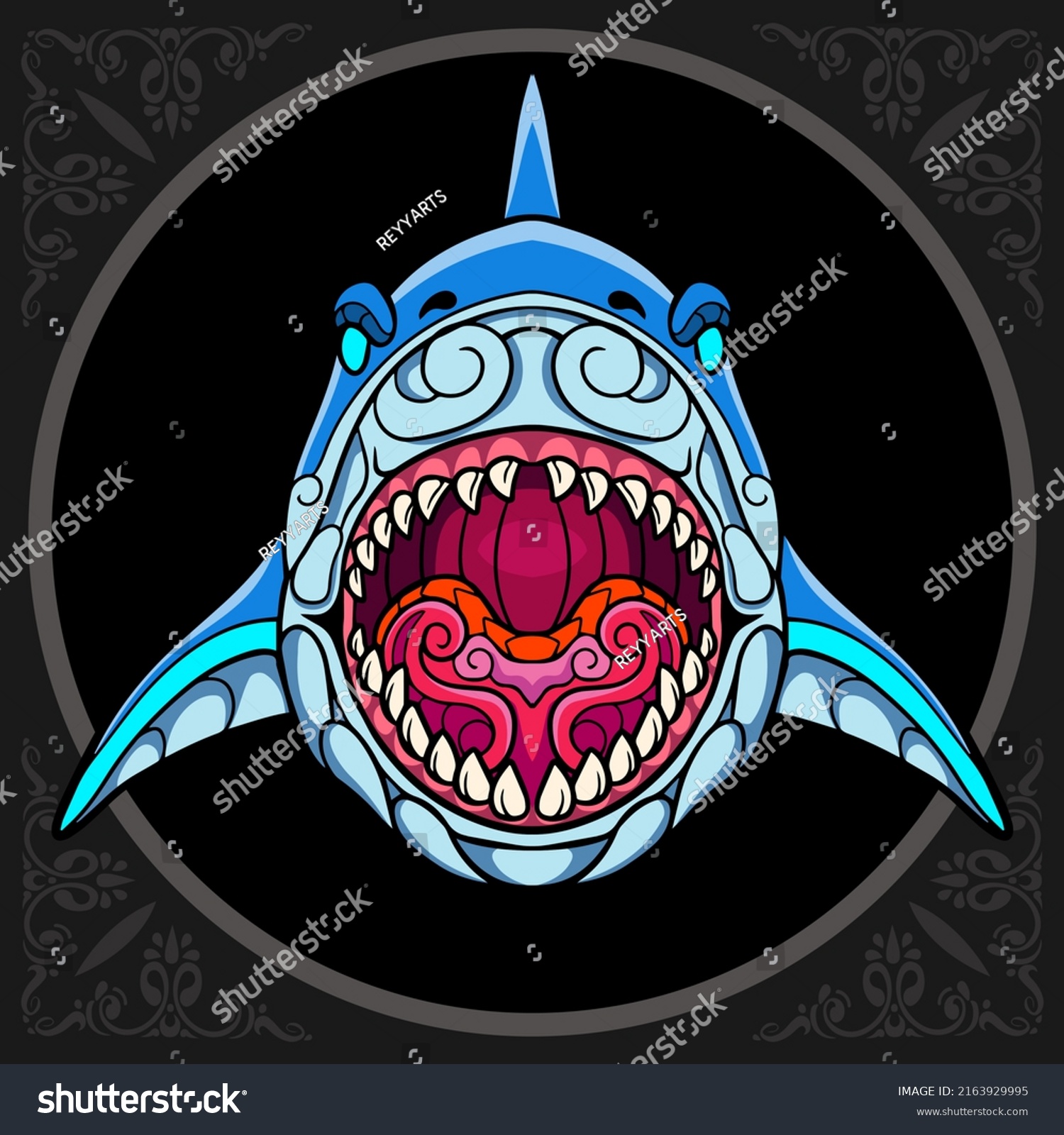 Illustration Colorful Shark Zentangle Arts Isolated Stock Illustration ...