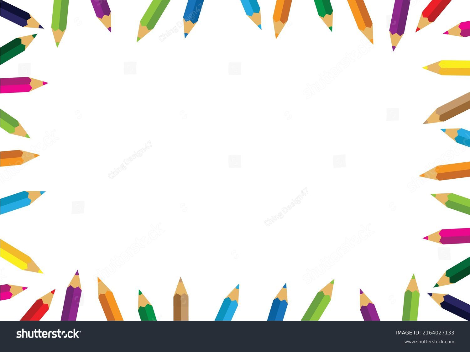 Colorful Pencils Frame Border On White Stock Vector (Royalty Free ...
