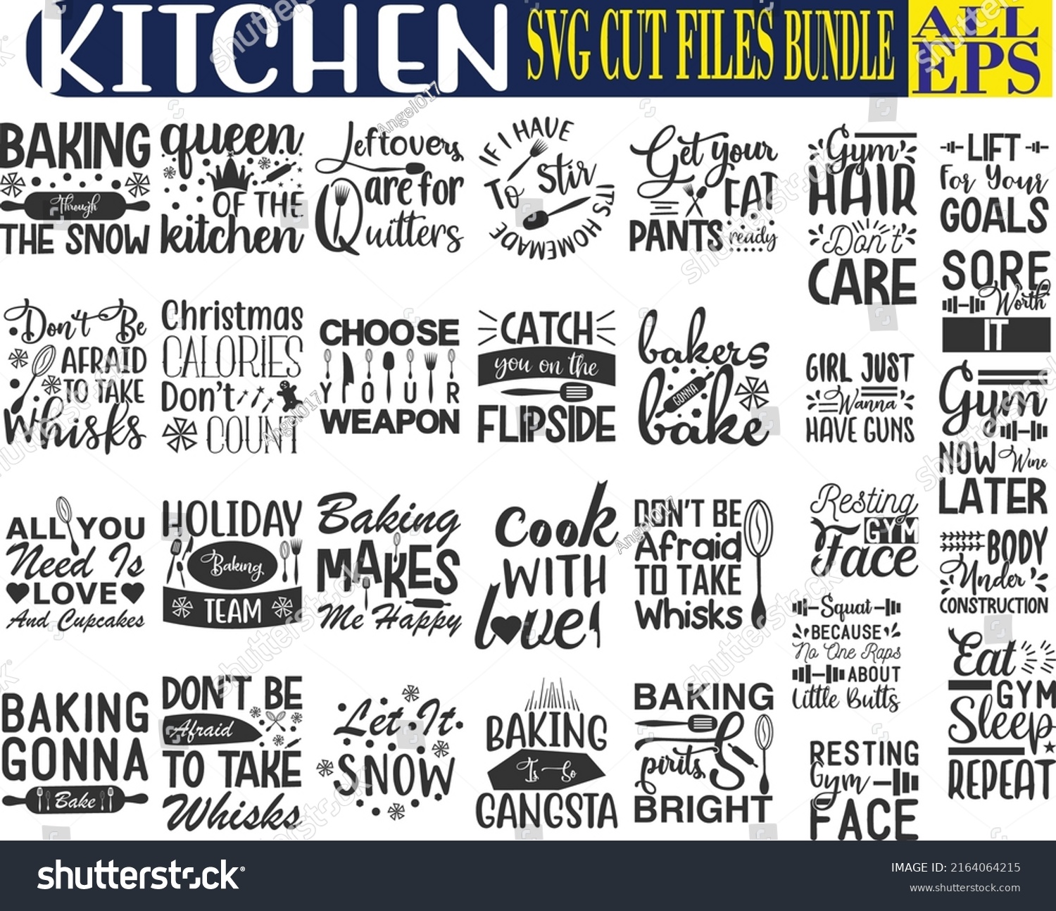 Kitchens Svg Cut Files Bundle Stock Vector Royalty Free 2164064215 Shutterstock