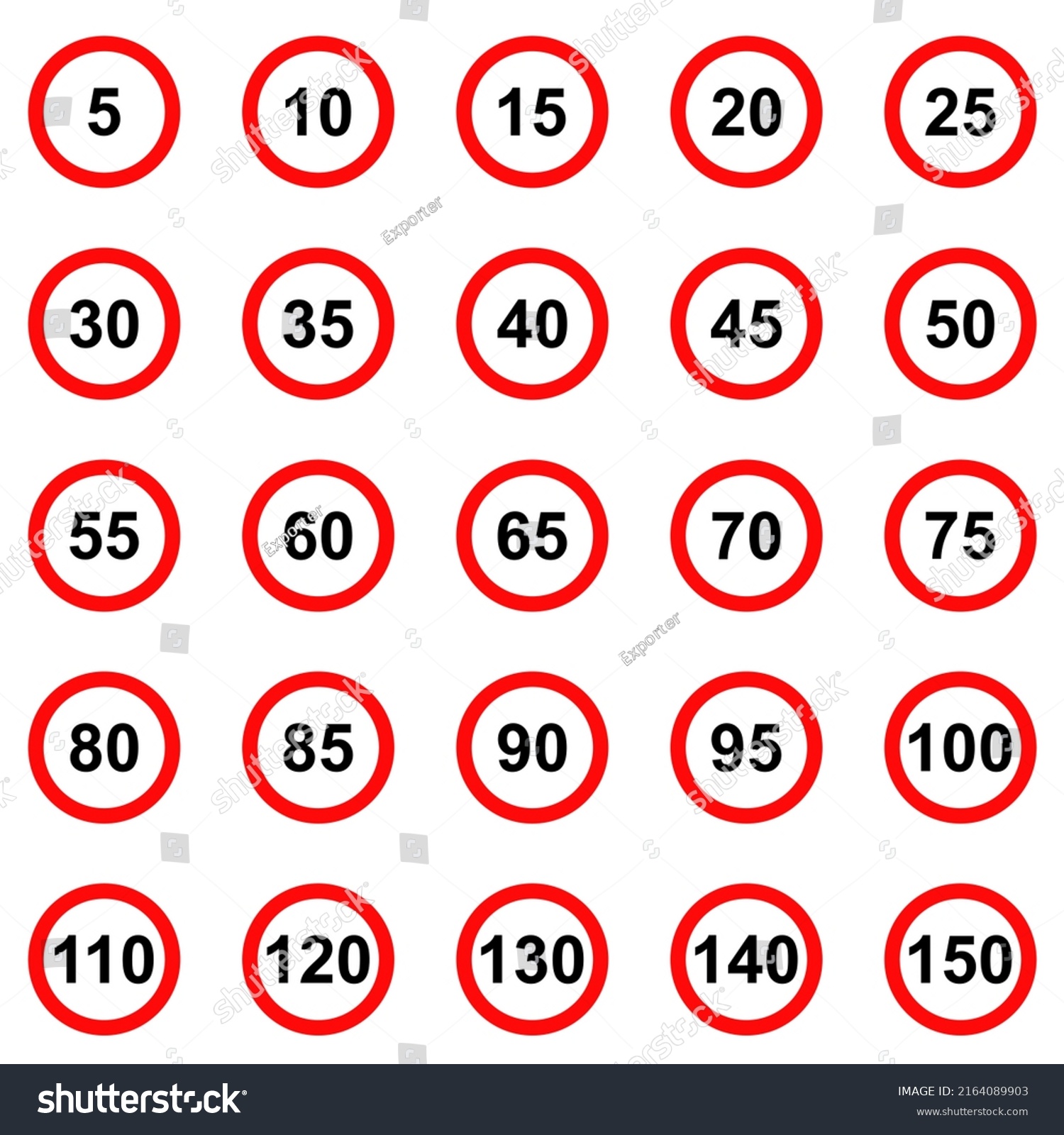 Speed Limit Road Sign Vector Collection Stock Vector (Royalty Free ...