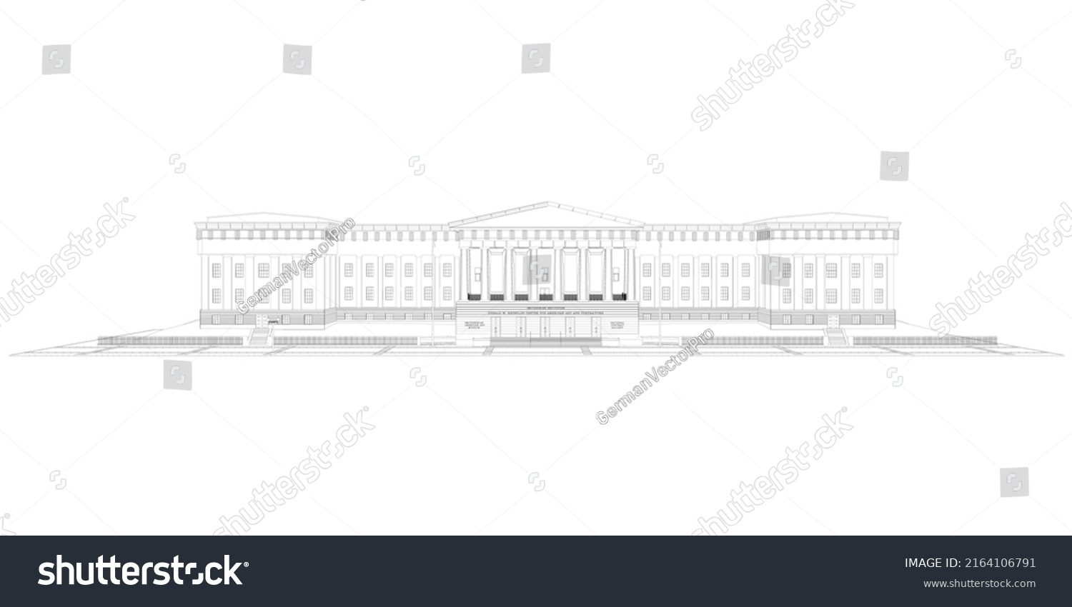 Outline Large Museum Black Lines Isolated Stock Vector (Royalty Free ...