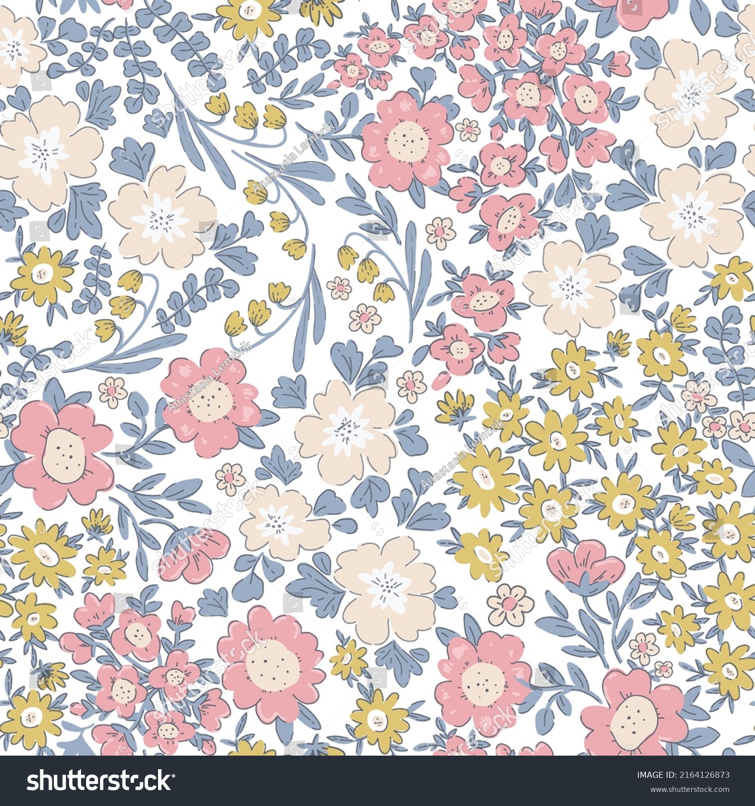 Beautiful Vector Seamless Floral Pattern Cute Stock Vector (Royalty ...