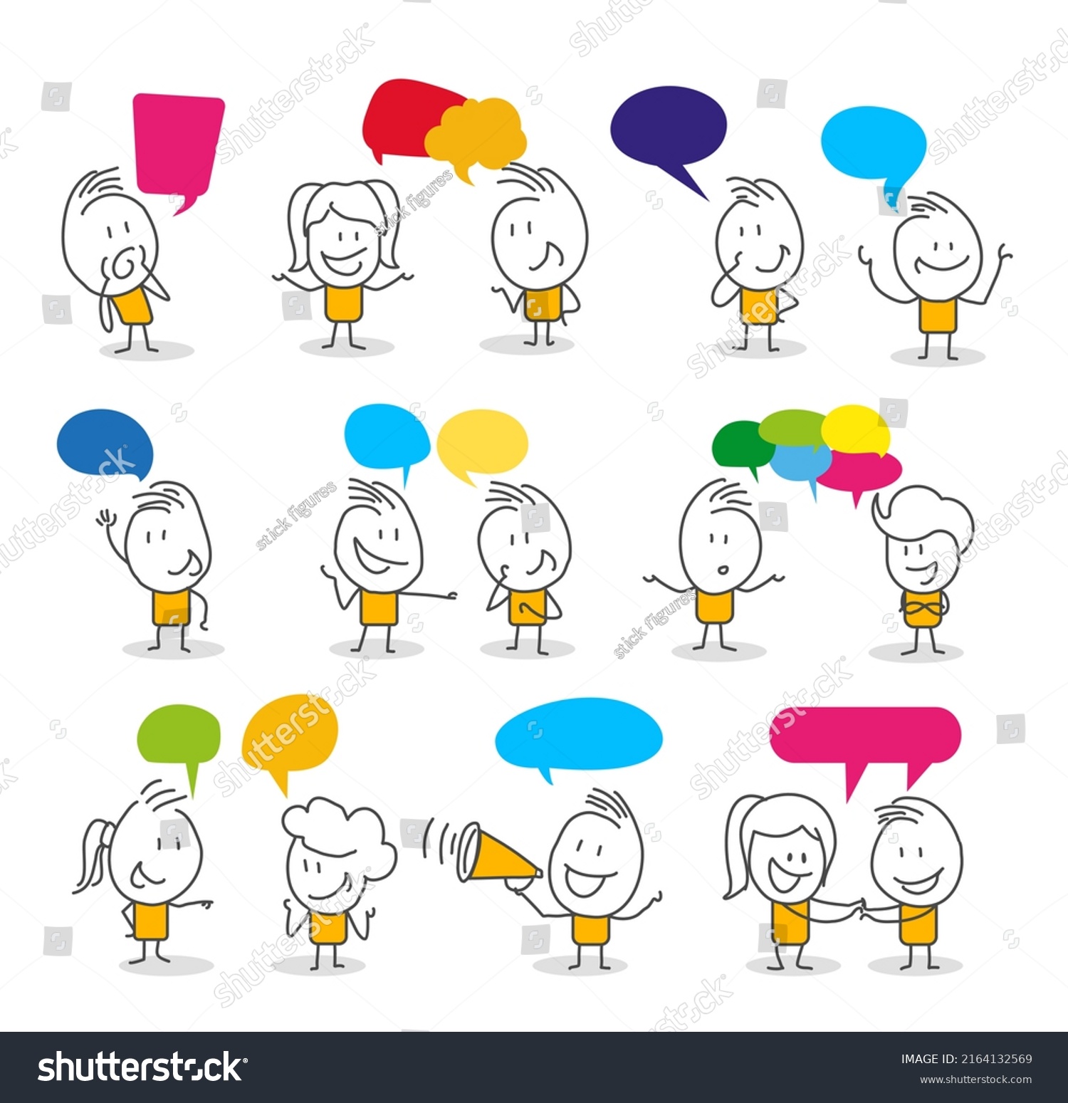 Stick Figures People Speech Bubbles Cartoon Stock Vector (Royalty Free ...