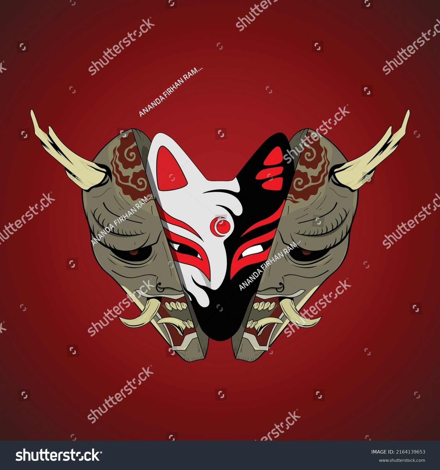 Oni Devil Kitsune Traditional Japanese Demon Stock Vector (Royalty Free ...