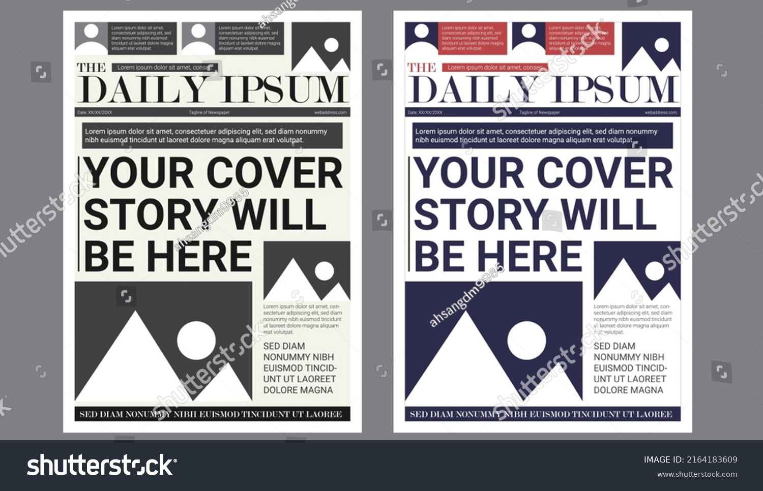 Newspaper Layout Design Tabloid Front Page: เวกเตอร์สต็อก (ปลอดค่า ...