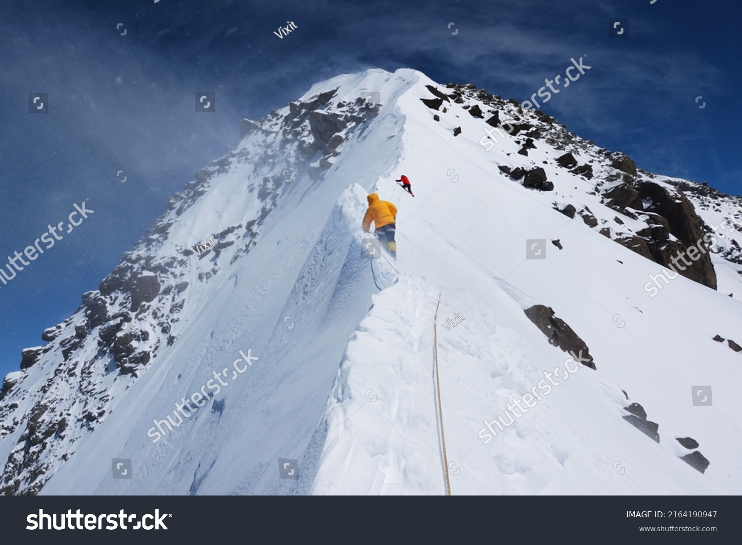 Group Climbers Reaching Summit Nepal Everest Stock Photo 2164190947 ...