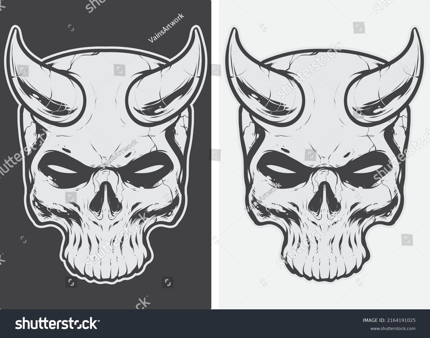 Demon Skull Head Art Vector Logo Stock Vector (Royalty Free) 2164191025 ...