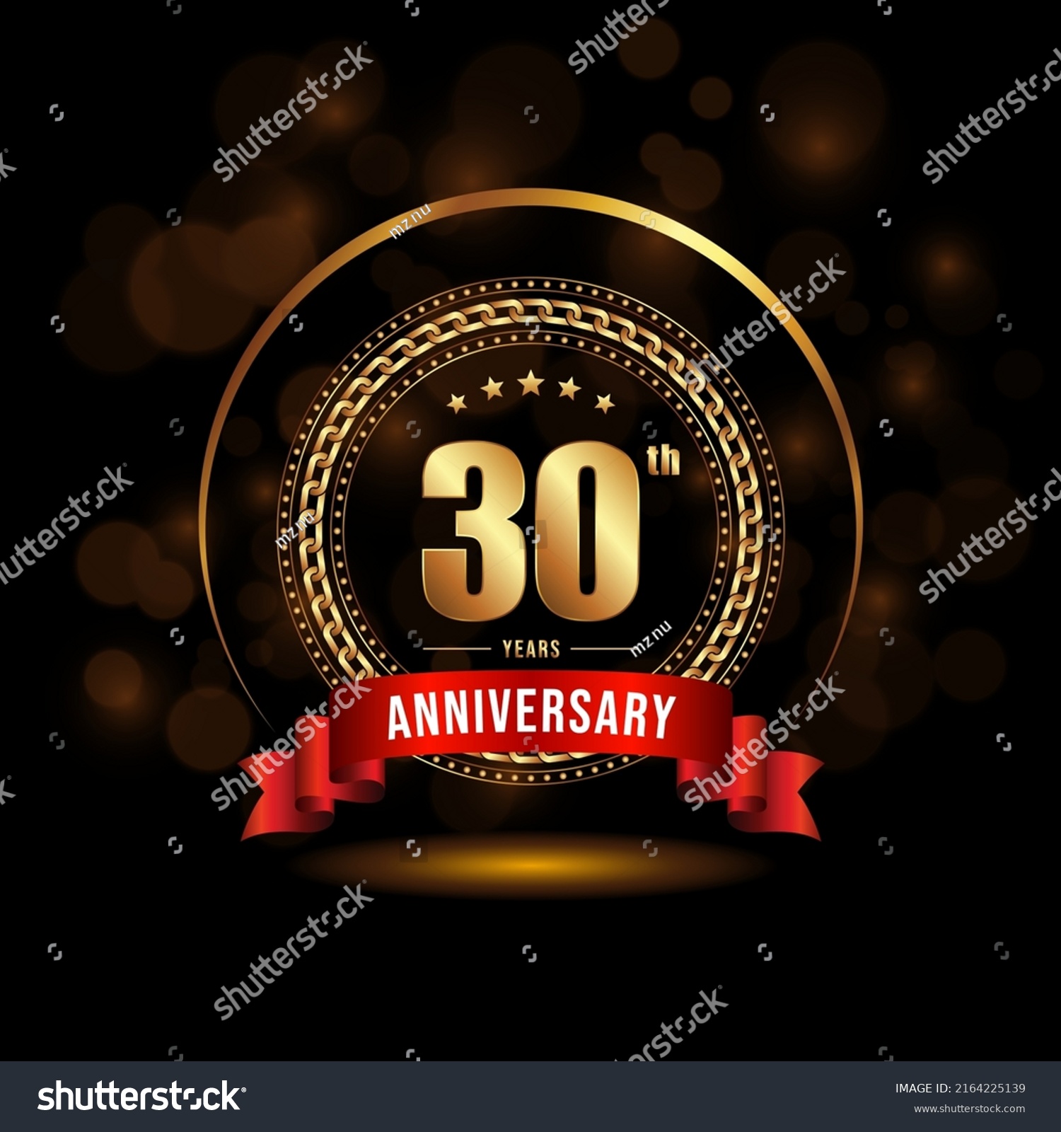 30 Years Anniversary Logo Golden Ring Stock Vector (Royalty Free ...