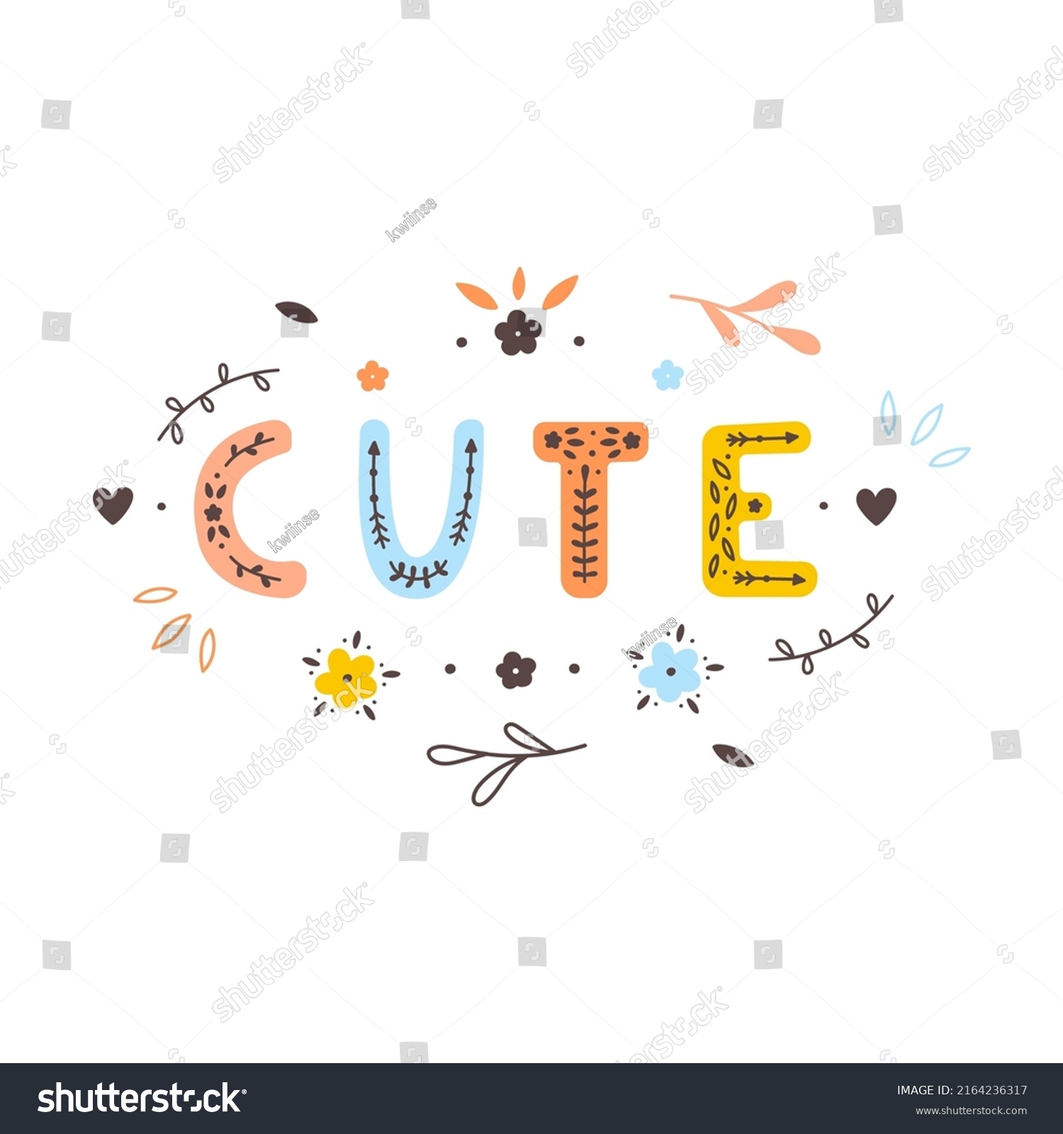 Cute Lettering Poster Scandinavian Style Elements Stock Vector (Royalty ...