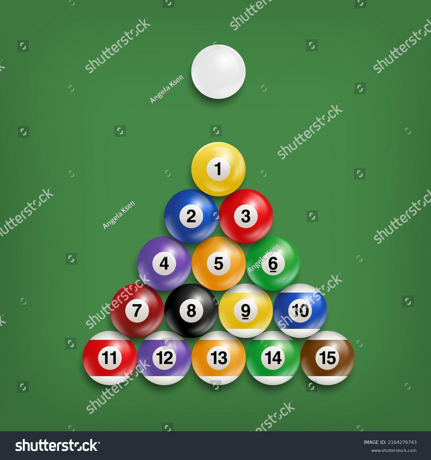 Billiard Pool Balls Numbers Collection Triangle Stock Vector (Royalty ...