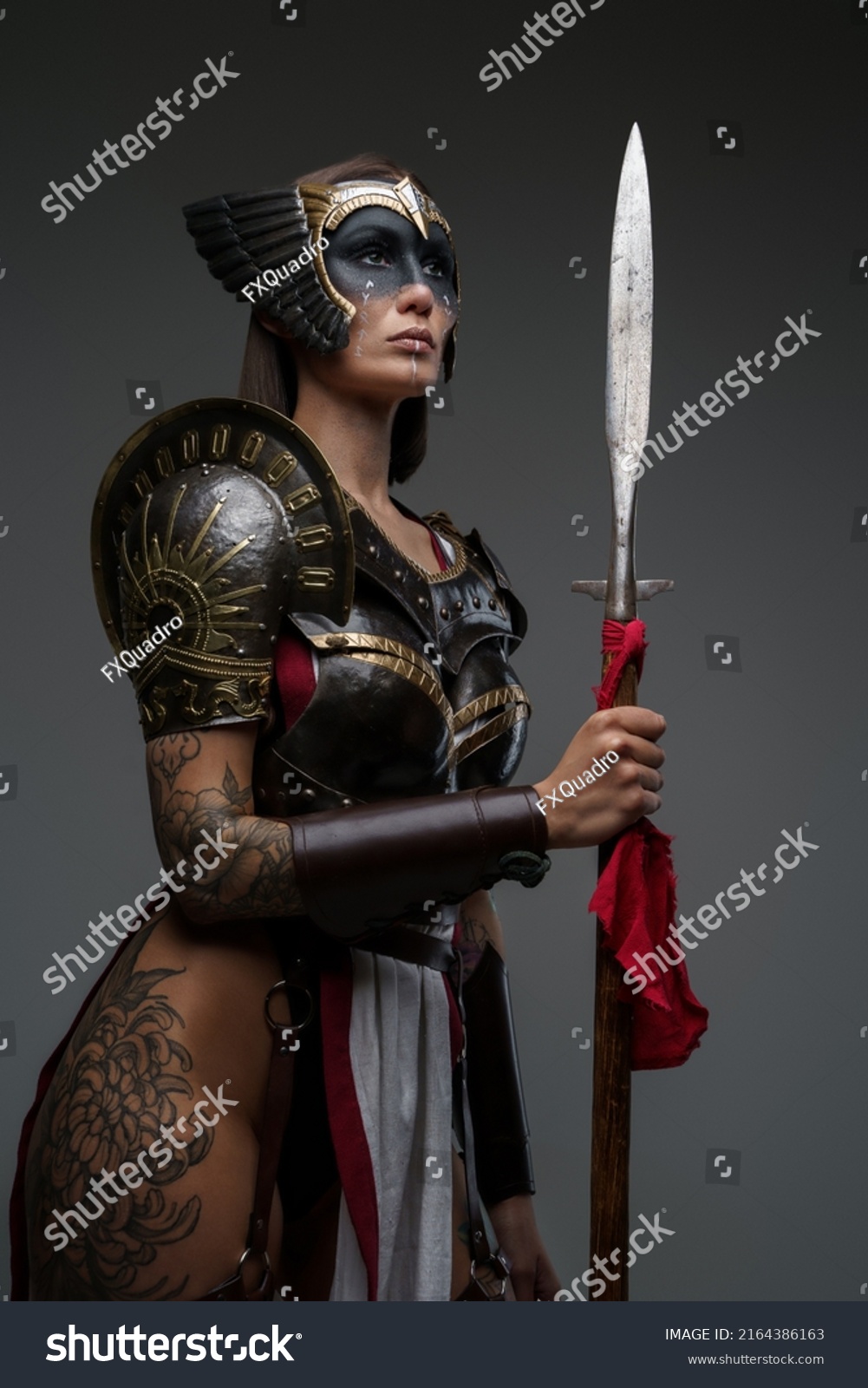 Shot Antique Female Warrior Dressed Steel Stock Photo 2164386163 ...