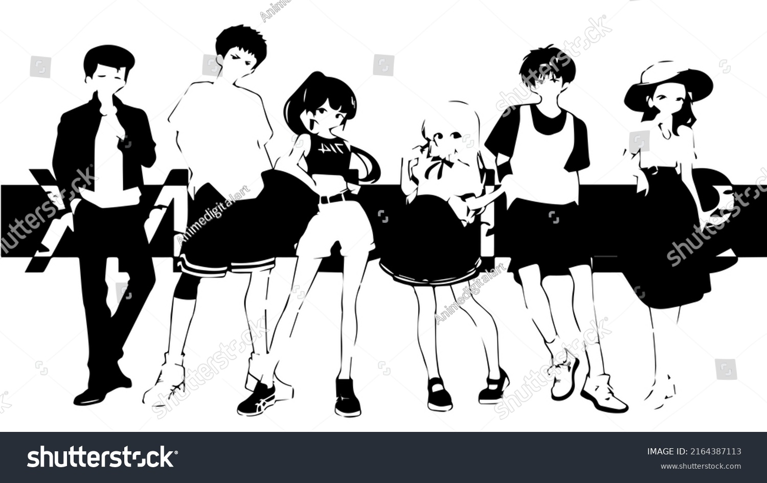 Cute Anime Boys Girls Digital Art Stock Illustration 2164387113 ...