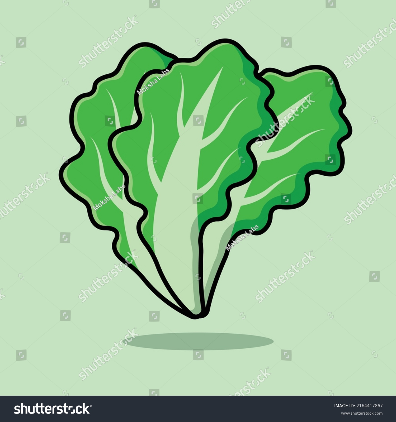 Floating Green Mustard Lettuce Cartoon Vector Stock Vector (Royalty ...