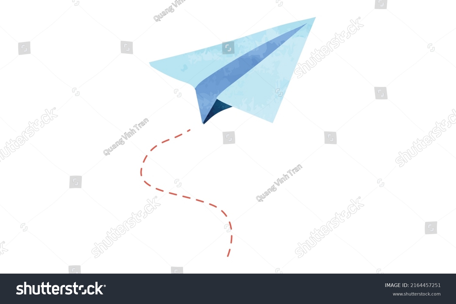 Blue Paper Plane Watercolor Drawing Vector Stock Vector (Royalty Free ...