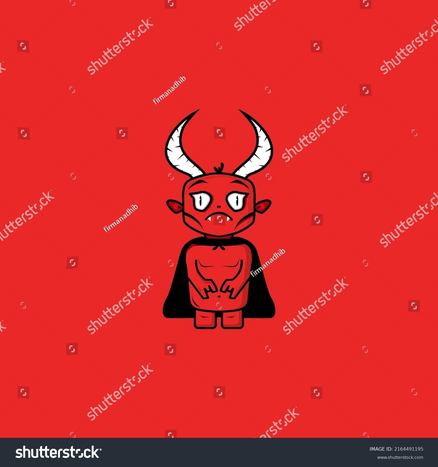 Scary Cute Red Devil Character Stock Vector Royalty Free 2164491195