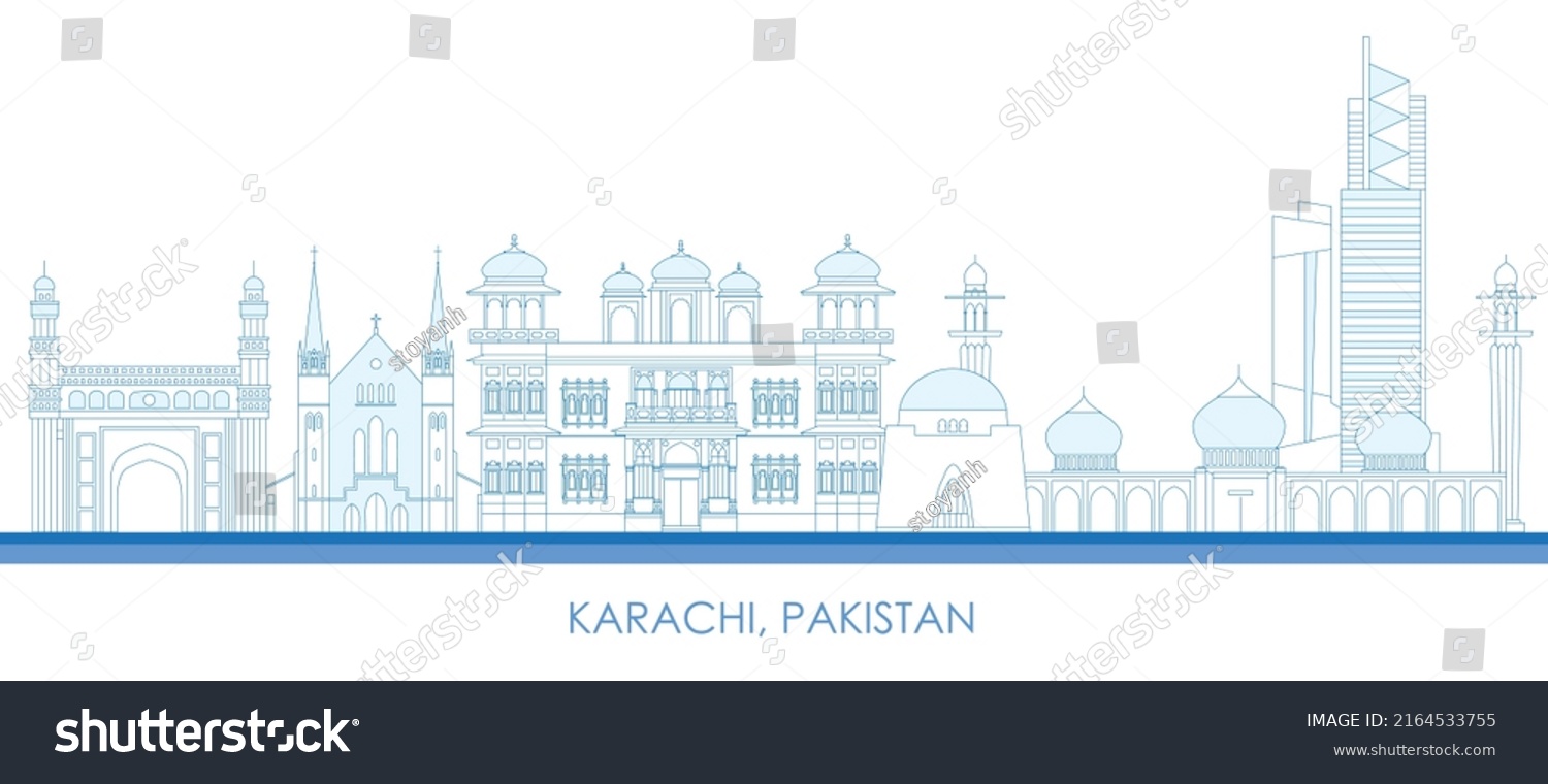 Outline Skyline Panorama City Karachi Pakistan Stock Vector (Royalty ...