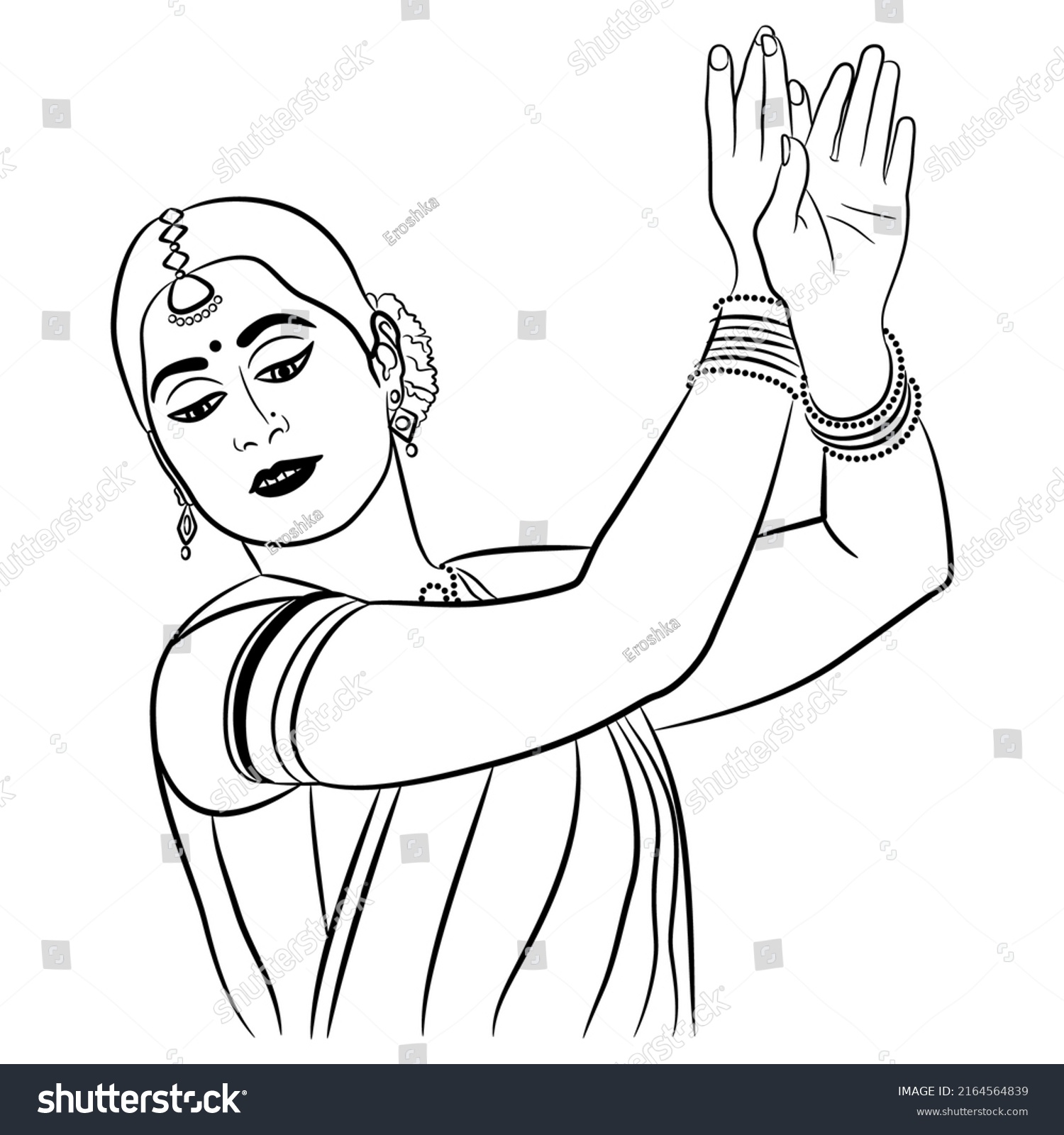 Indian Girl Dancing Traditional Dance Ethnic Stock Vector (Royalty Free ...