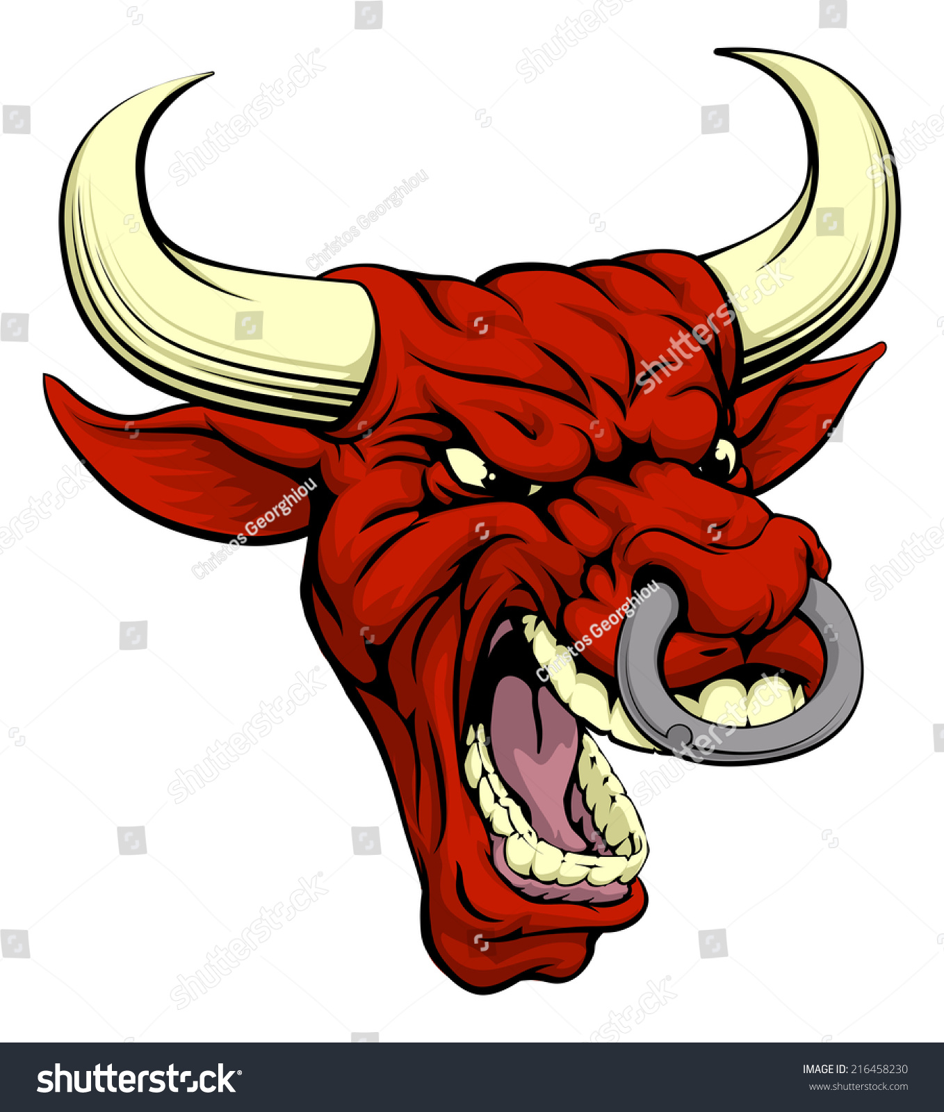 Aggressive Tough Mean Red Bull Sports Stock Vector (Royalty Free ...