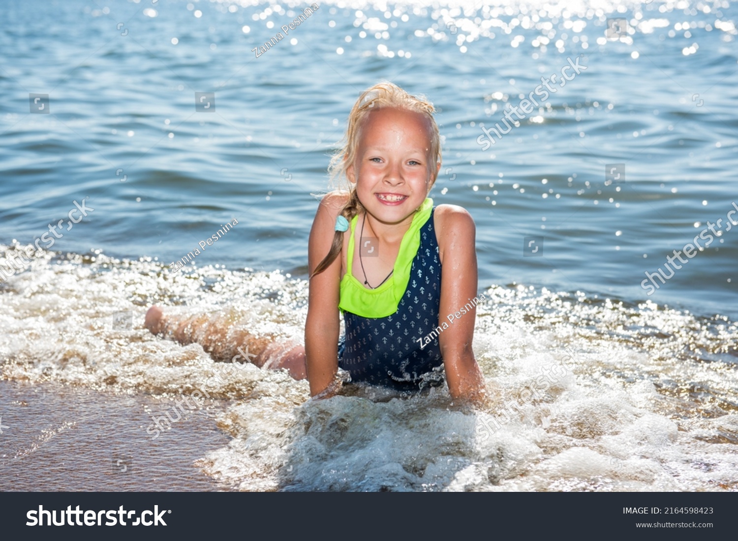 Little Girl Laughing Swimming Sea On Stock Photo 2164598423 | Shutterstock