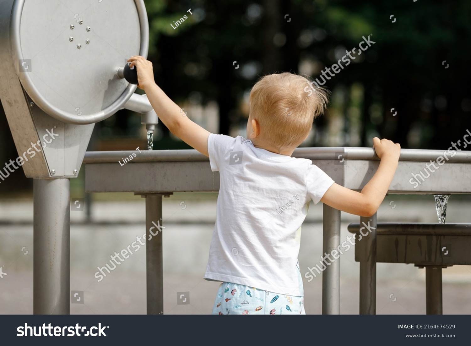 Little Boy Wearing Shorts White Tshirt Stock Photo 2164674529 