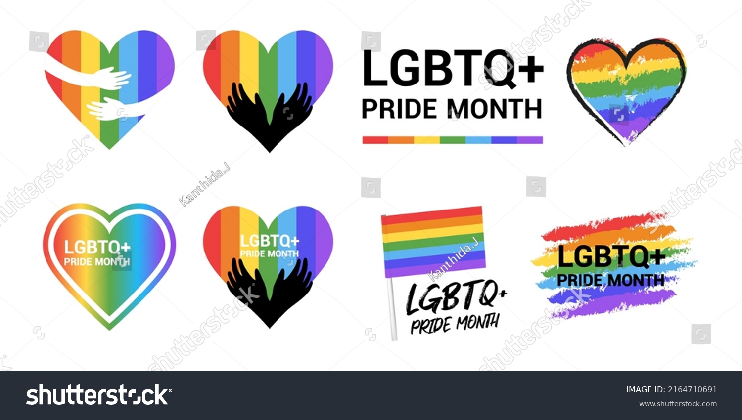 Pride Month Logo Illustration Hugging Rainbow Stock Vector (Royalty