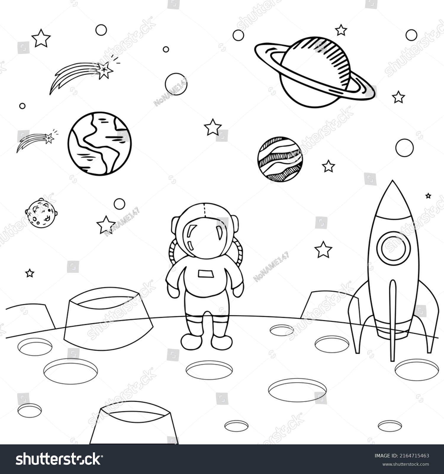 Illustration Vector Graphic Coloring Book Space Stock Vector (Royalty ...