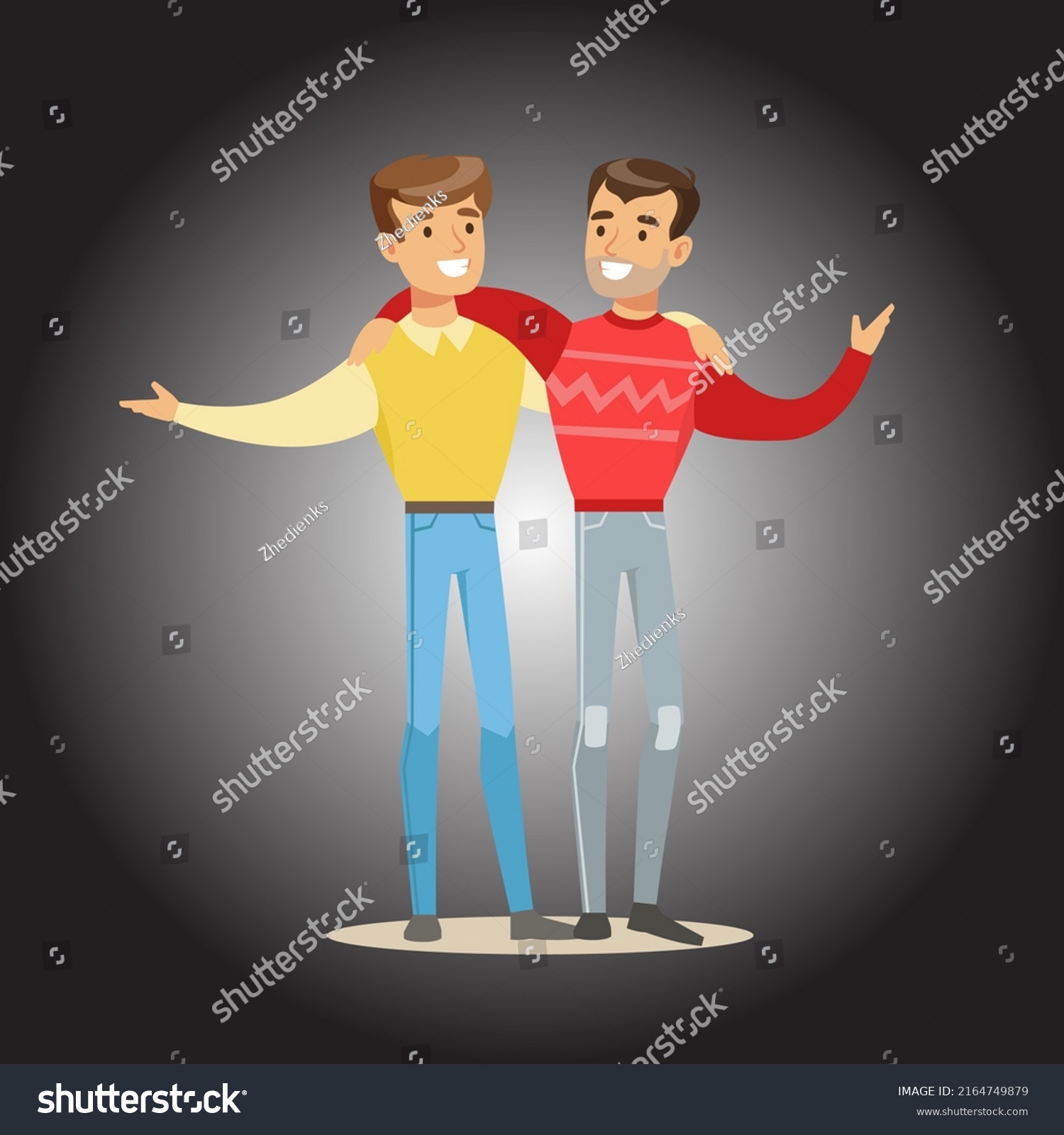 Grown Man Man Two Best Friends Stock Vector (Royalty Free) 2164749879 ...