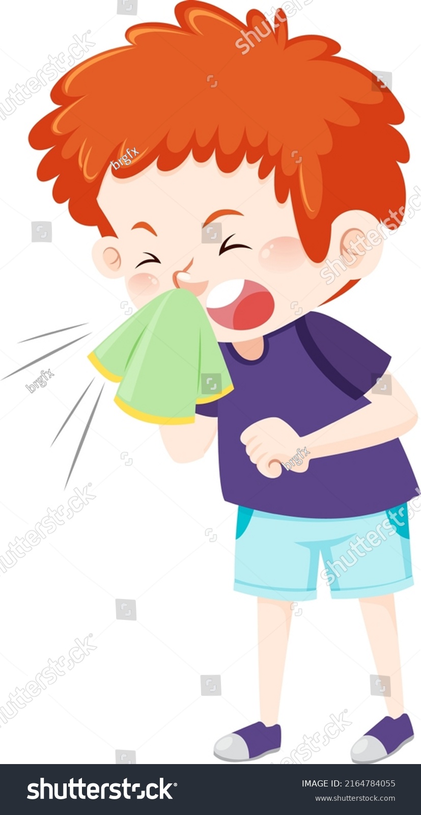 Boy Sneezing Cartoon Character Illustration Stock Vector (Royalty Free ...