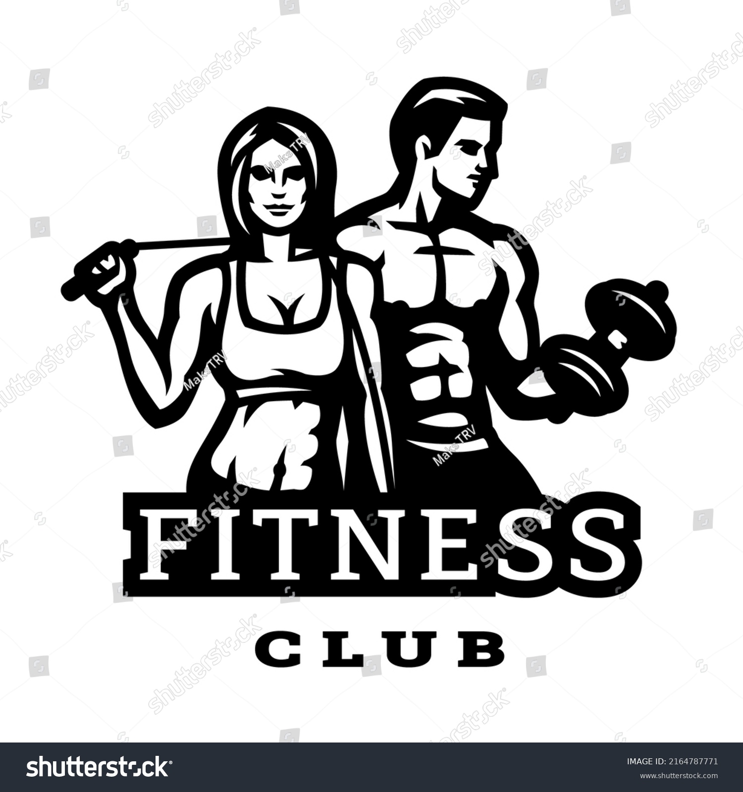 Man Woman Fitness Club Logo Stock Vector (Royalty Free) 2164787771 ...