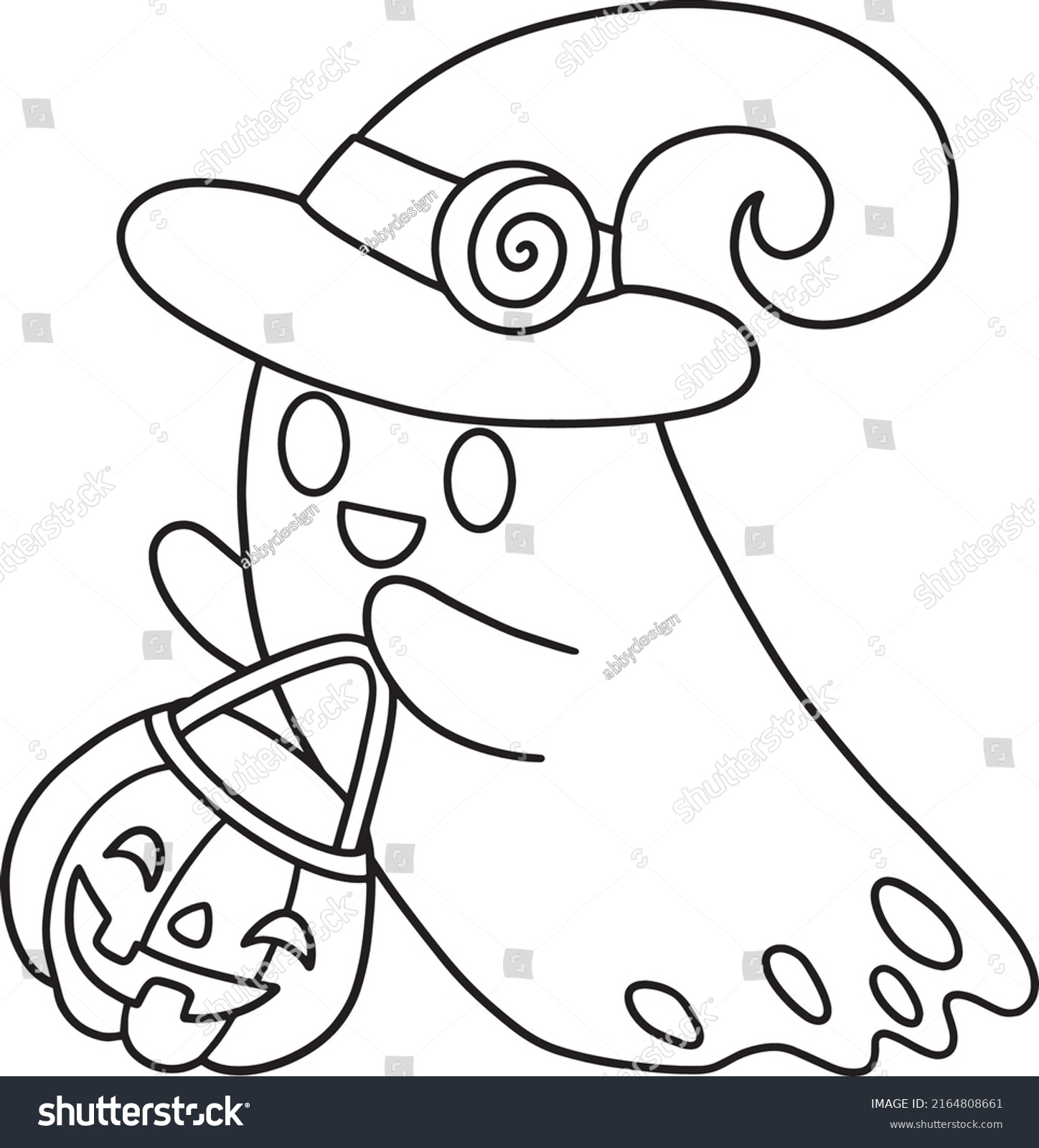 Ghost Halloween Isolated Coloring Page Kids Stock Vector (Royalty Free ...